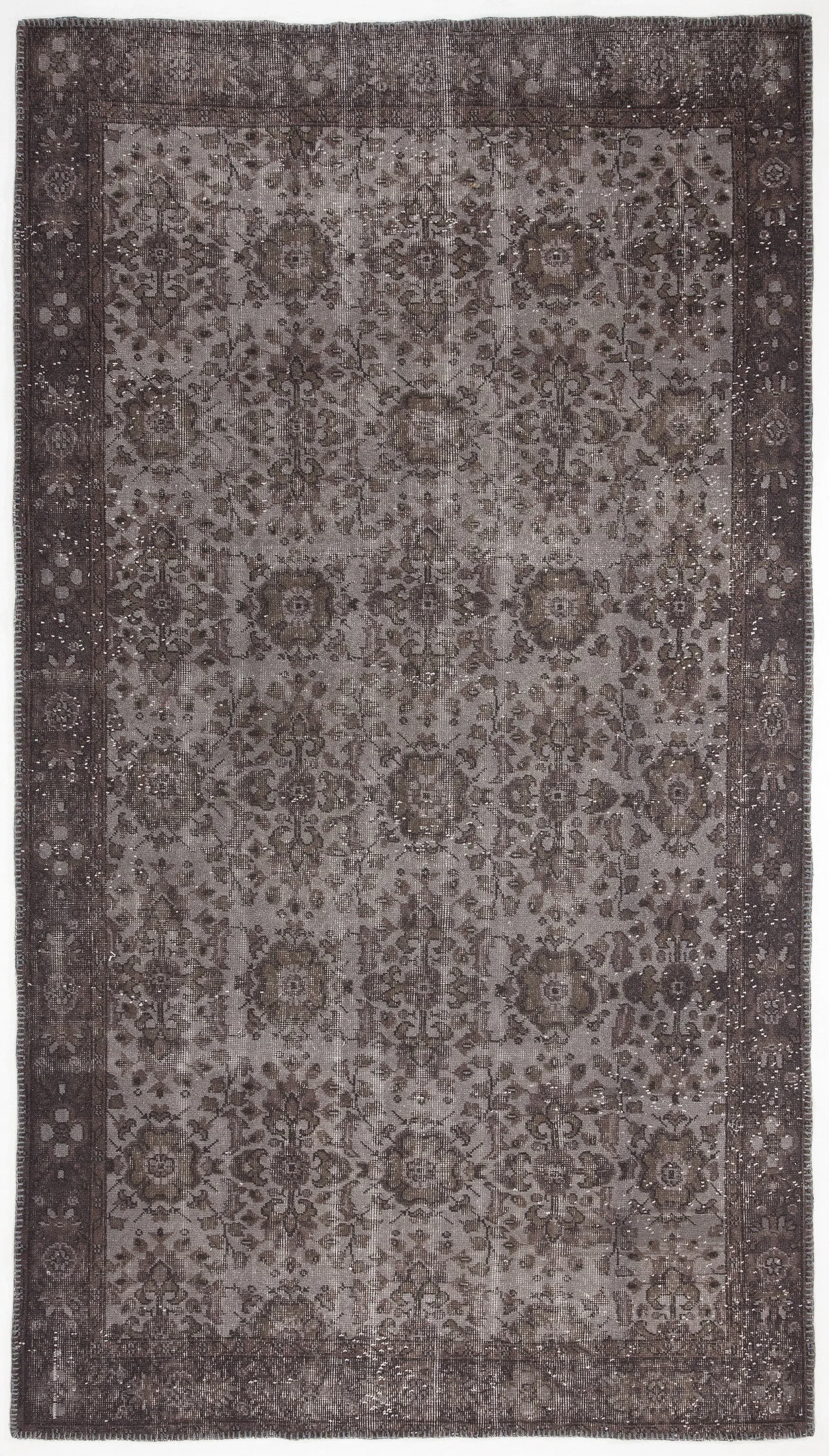 Retro Design Gray Over Dyed Vintage Rug 5'6'' x 9'10'' ft 167 x 300 cm