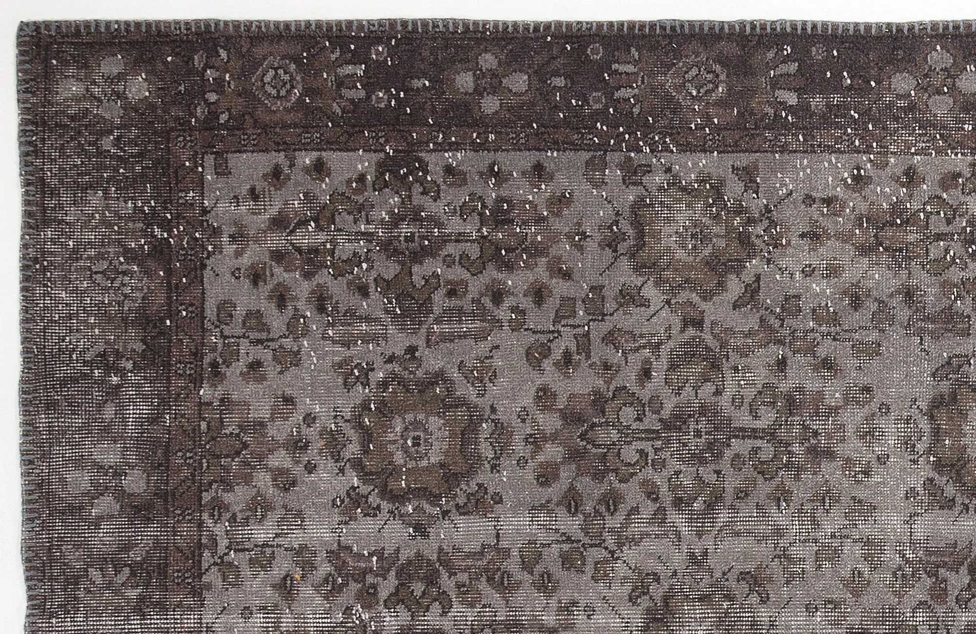 Retro Design Gray Over Dyed Vintage Rug 5'6'' x 9'10'' ft 167 x 300 cm