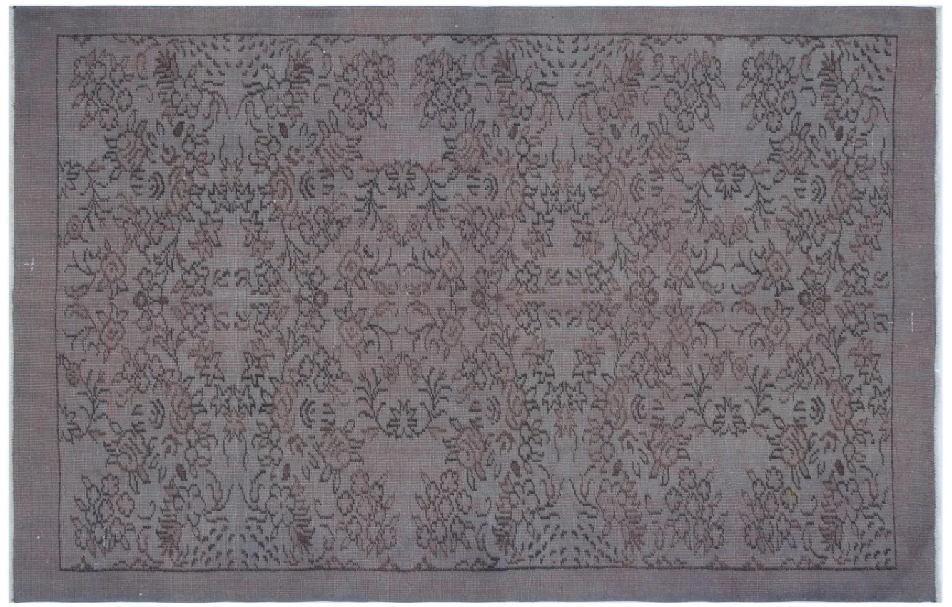 Retro Design Gray Over Dyed Vintage Rug 5'7'' x 8'5'' ft 169 x 256 cm