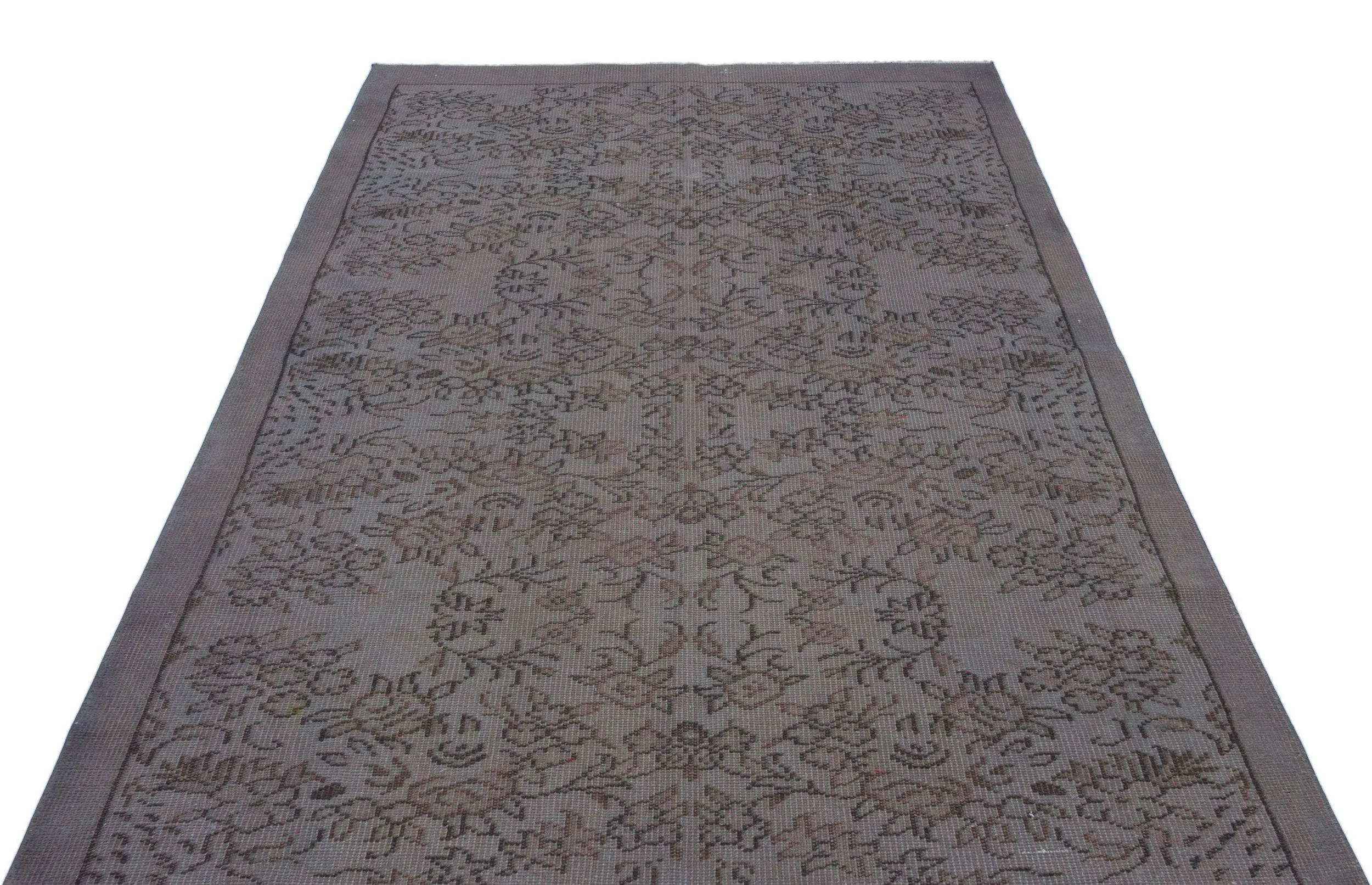 Retro Design Gray Over Dyed Vintage Rug 5'7'' x 8'5'' ft 169 x 256 cm