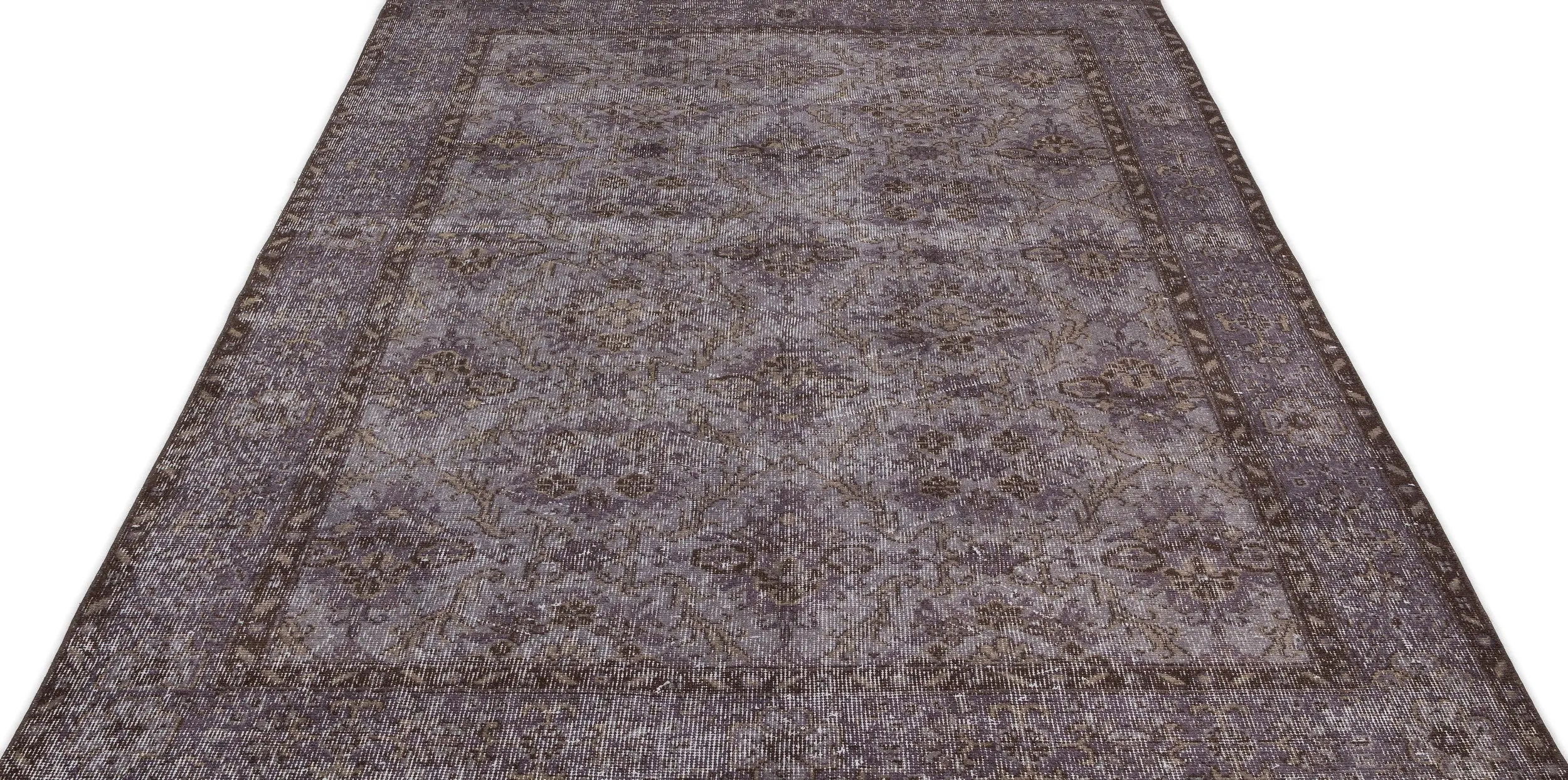Retro Design Gray Over Dyed Vintage Rug 5'7'' x 9'4'' ft 171 x 284 cm