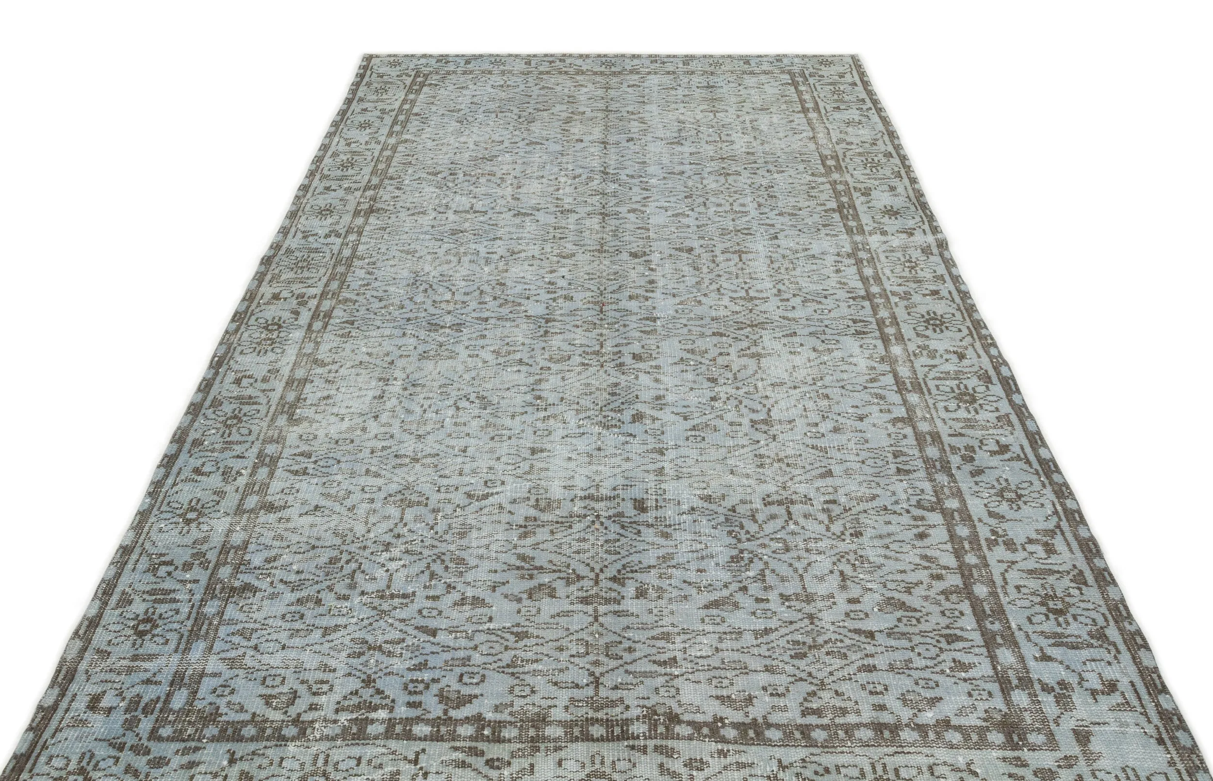 Retro Design Gray Over Dyed Vintage Rug 5'8'' x 9'4'' ft 172 x 285 cm