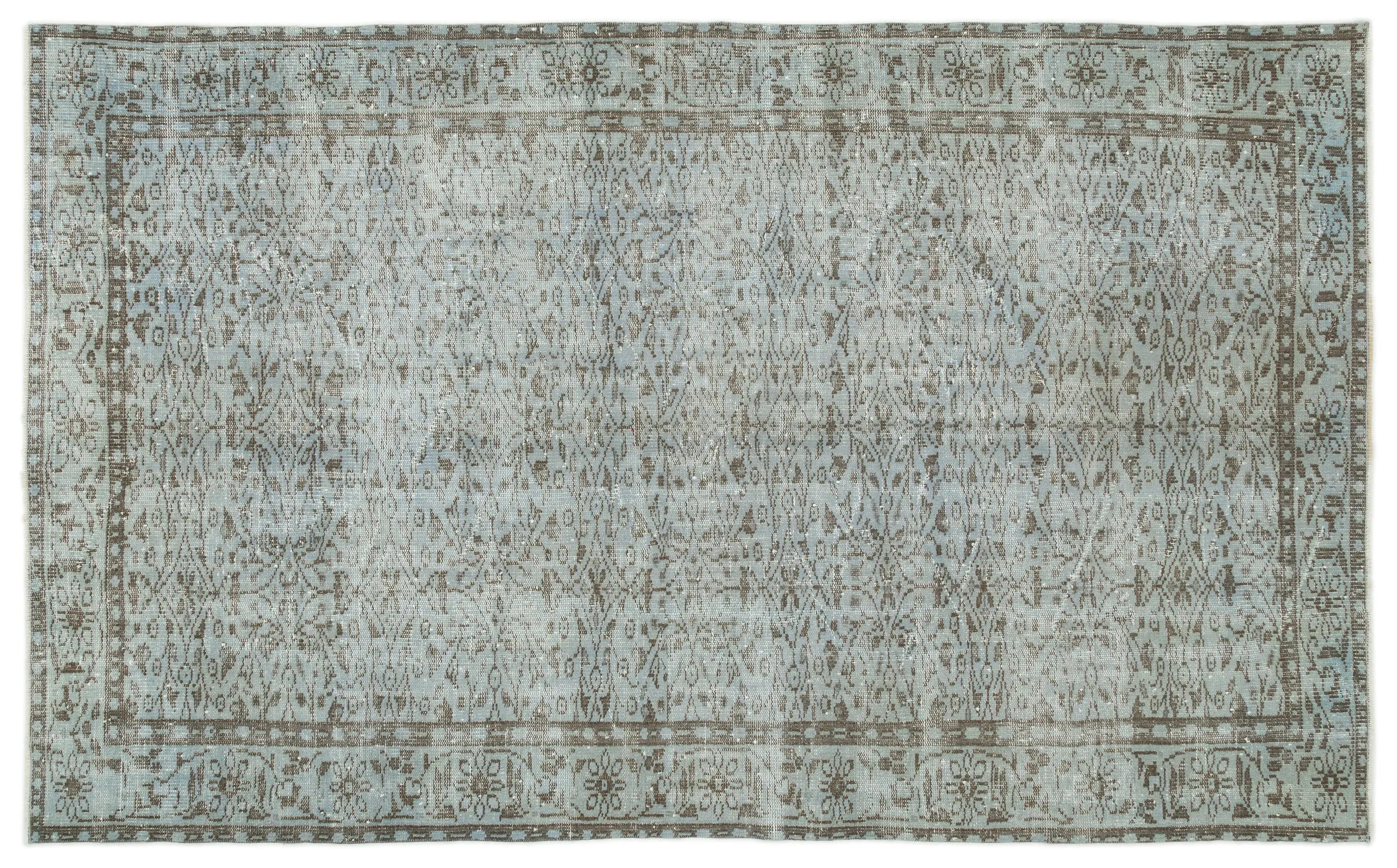 Retro Design Gray Over Dyed Vintage Rug 5'8'' x 9'4'' ft 172 x 285 cm