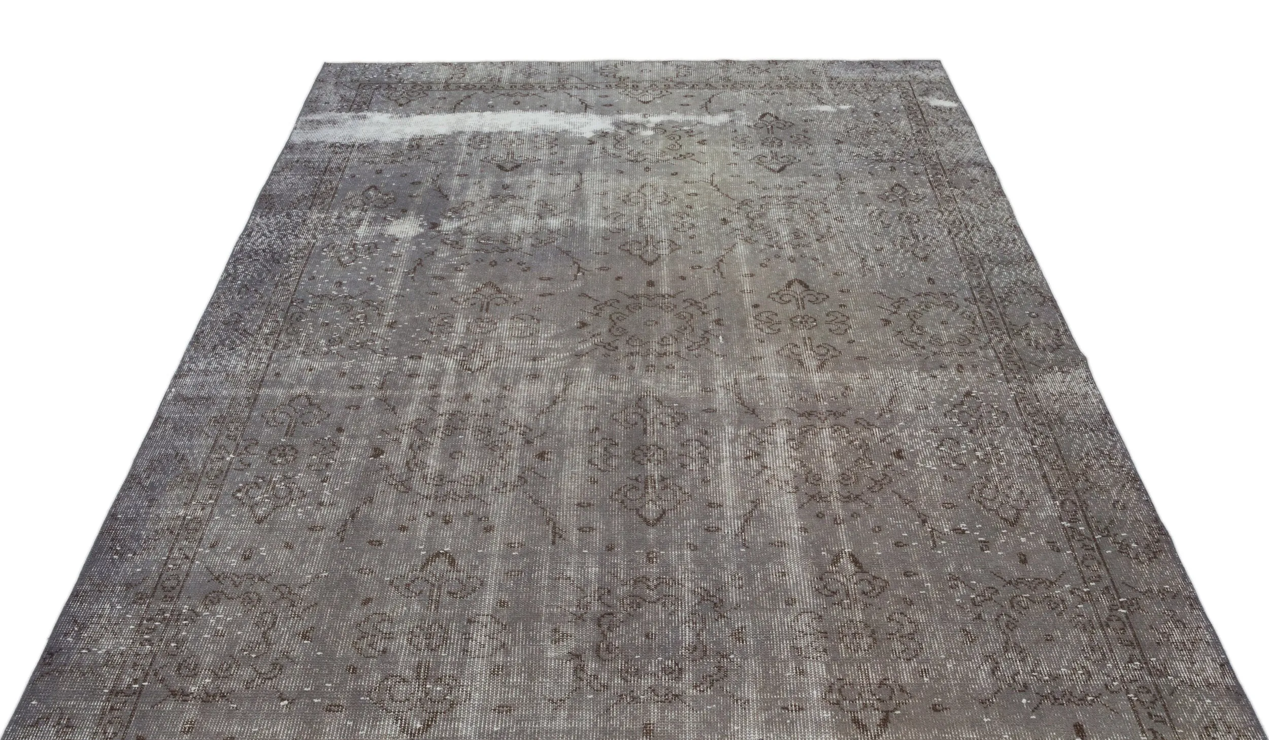 Retro Design Gray Over Dyed Vintage Rug 5'8'' x 9'5'' ft 172 x 286 cm