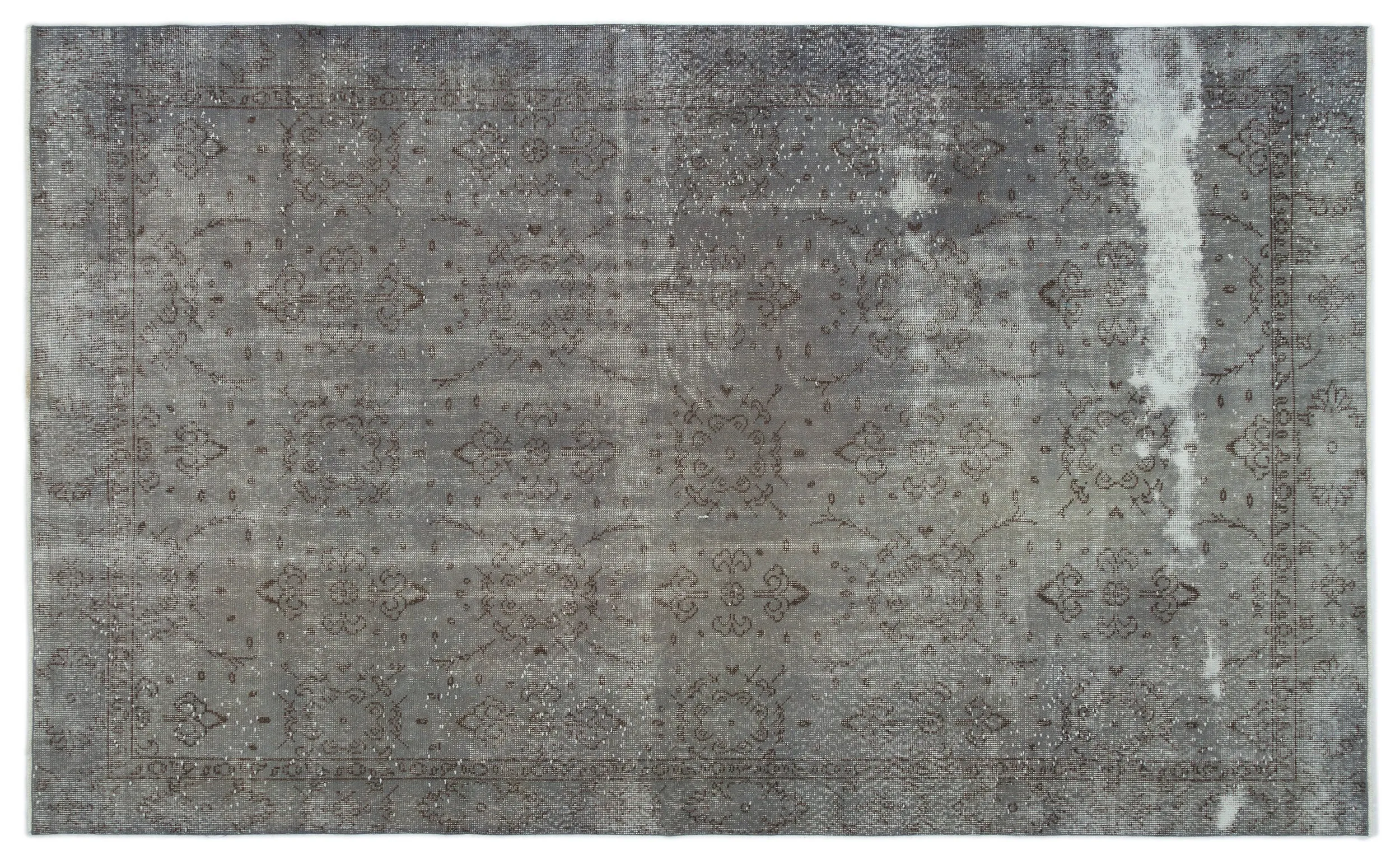 Retro Design Gray Over Dyed Vintage Rug 5'8'' x 9'5'' ft 172 x 286 cm