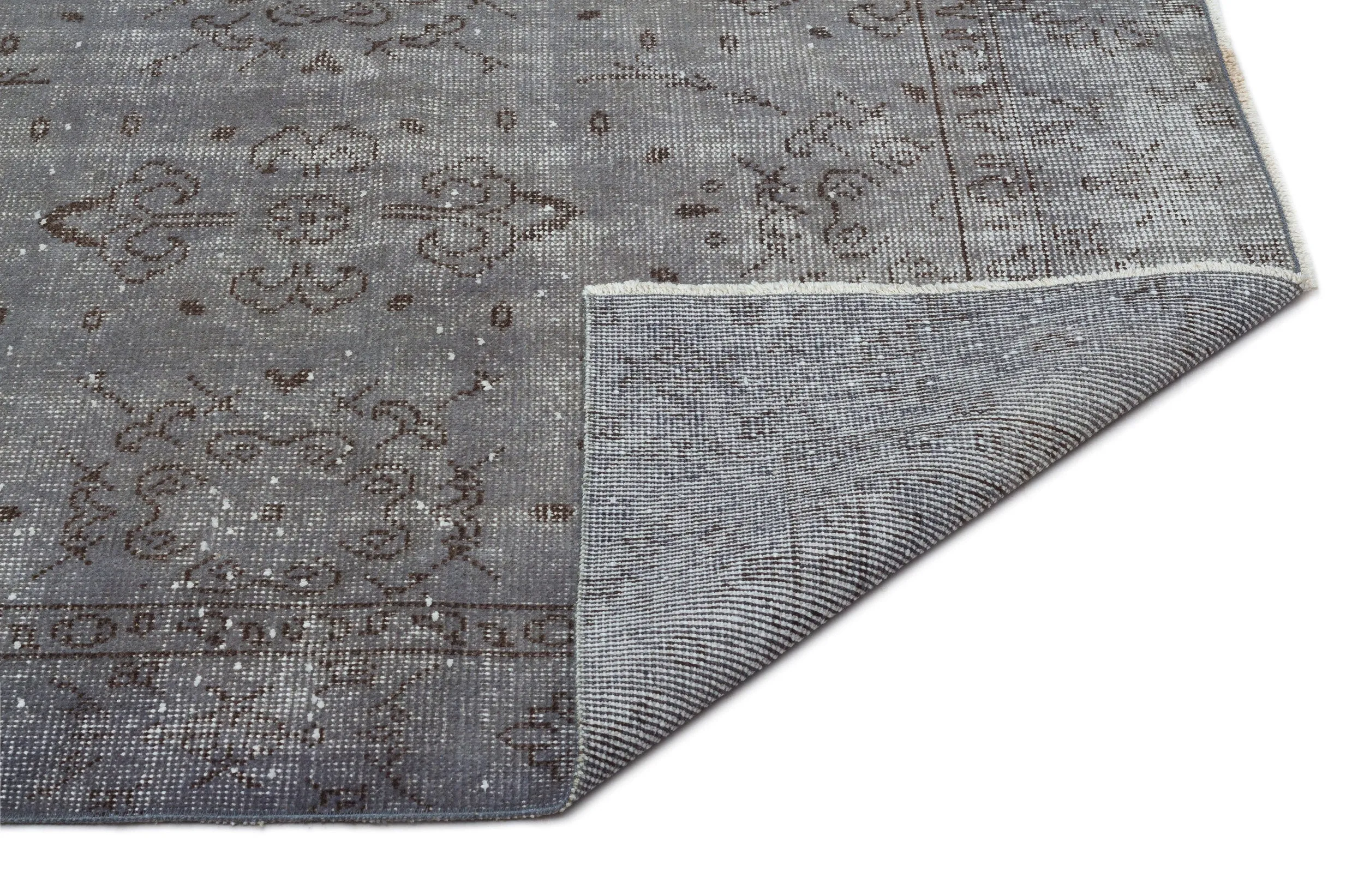 Retro Design Gray Over Dyed Vintage Rug 5'8'' x 9'5'' ft 172 x 286 cm