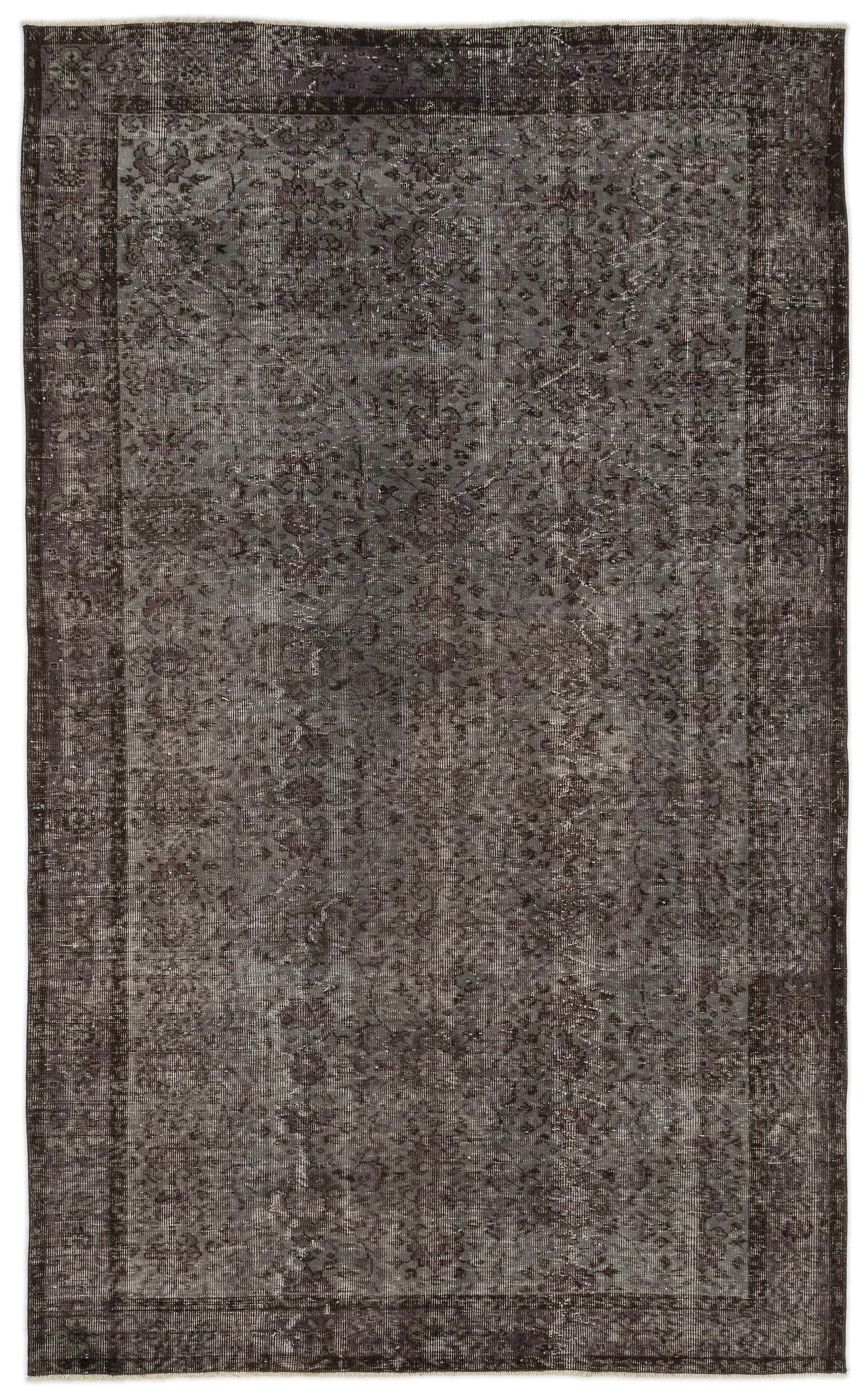 Retro Design Gray Over Dyed Vintage Rug 5'9'' x 9'4'' ft 175 x 285 cm