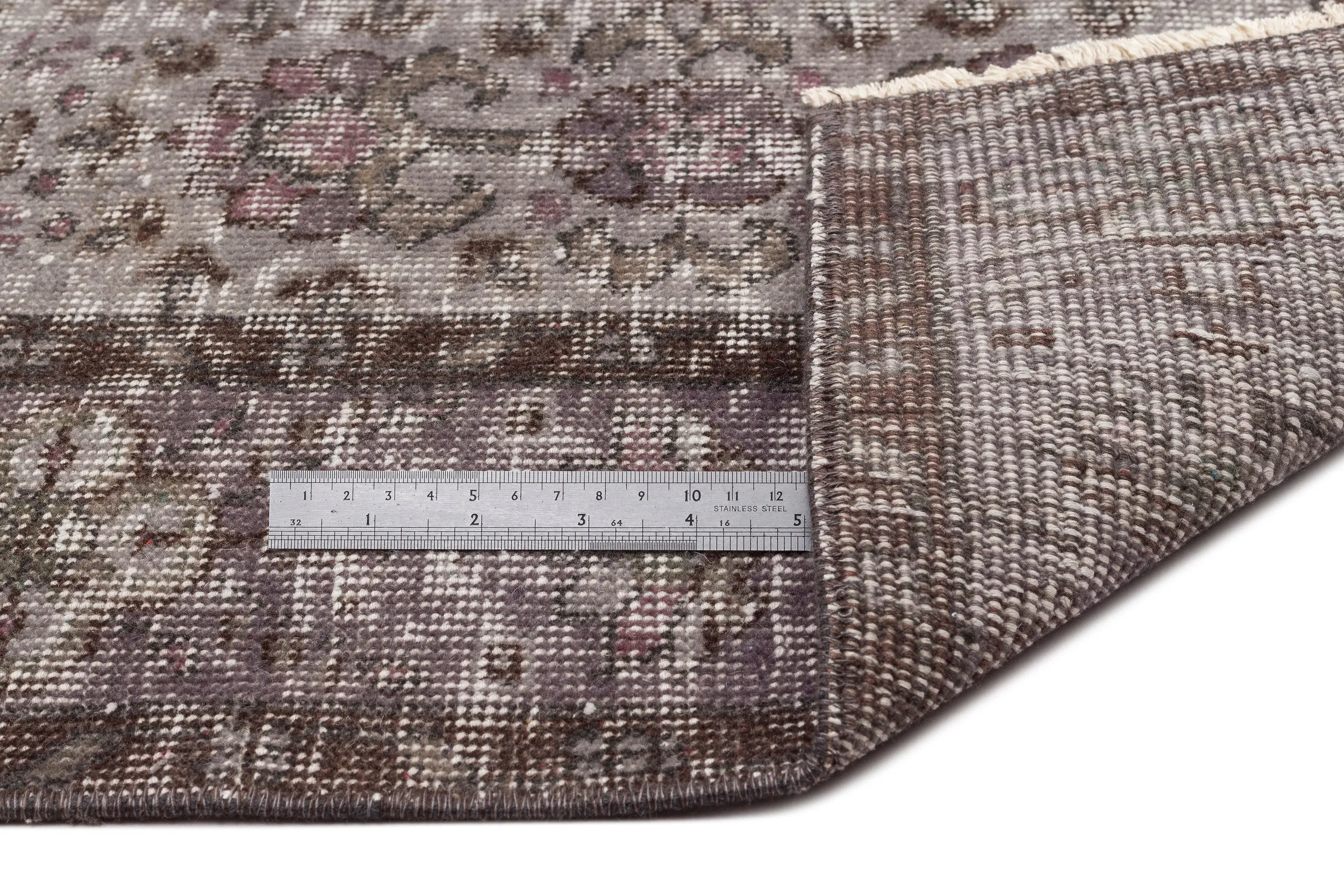 Retro Design Gray Over Dyed Vintage Rug 5'9'' x 9'4'' ft 175 x 285 cm