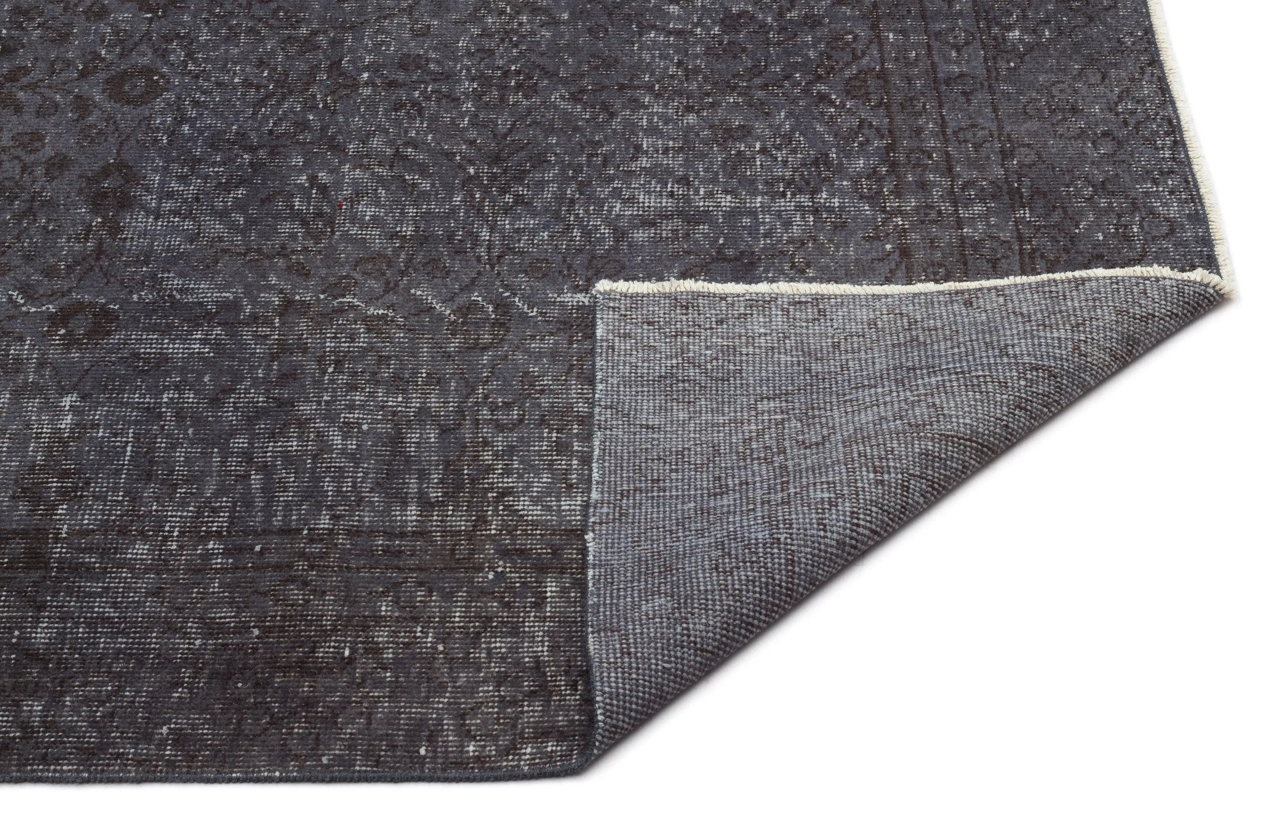 Retro Design Gray Over Dyed Vintage Rug 6'3'' x 9'5'' ft 191 x 288 cm