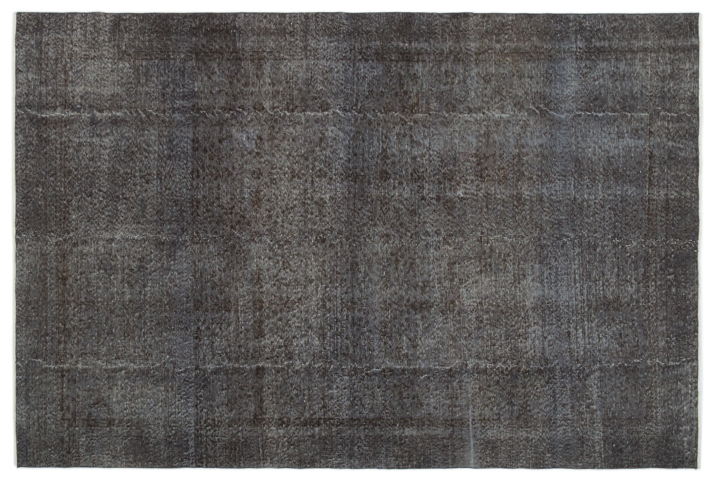 Retro Design Gray Over Dyed Vintage Rug 6'3'' x 9'5'' ft 191 x 288 cm