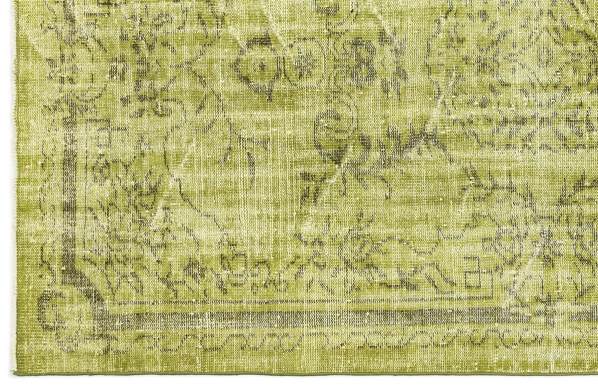 Retro Design Green Over Dyed Vintage Rug 5'2'' x 8'7'' ft 158 x 262 cm