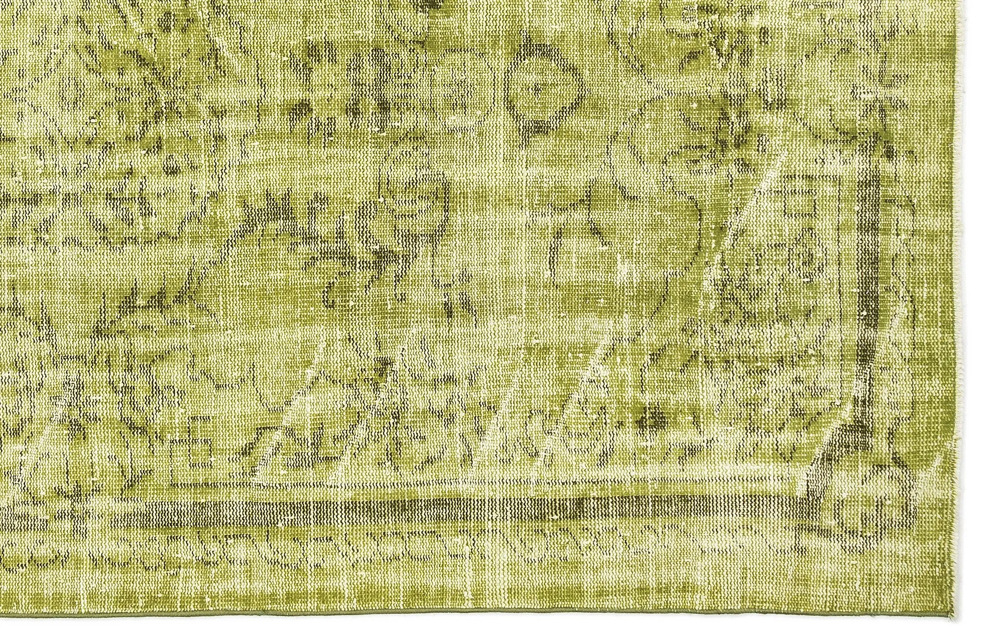 Retro Design Green Over Dyed Vintage Rug 5'2'' x 8'7'' ft 158 x 262 cm