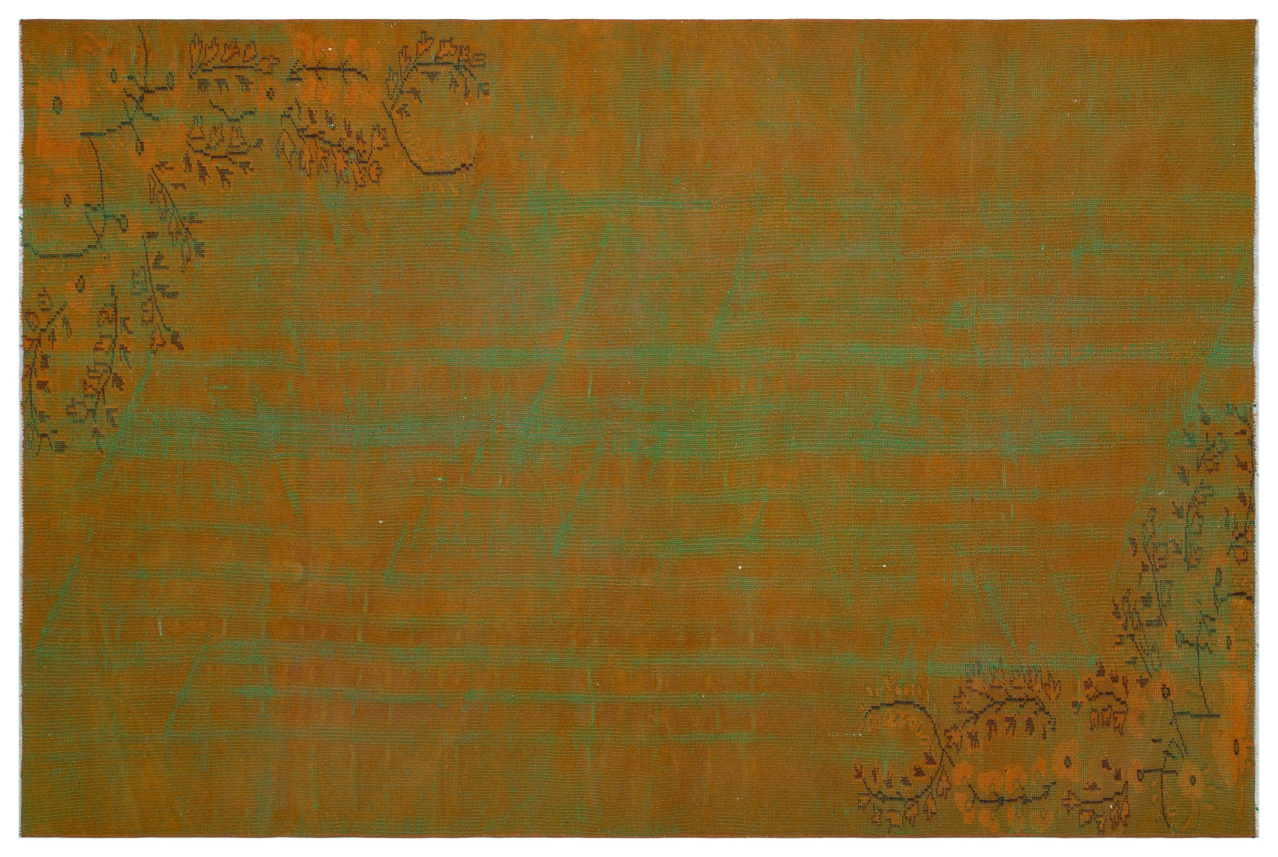 Retro Design Mustard Over Dyed Vintage Rug 5'9'' x 8'8'' ft 175 x 263 cm