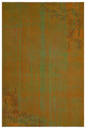 Retro Design Mustard Over Dyed Vintage Rug 5'9'' x 8'8'' ft 175 x 263 cm