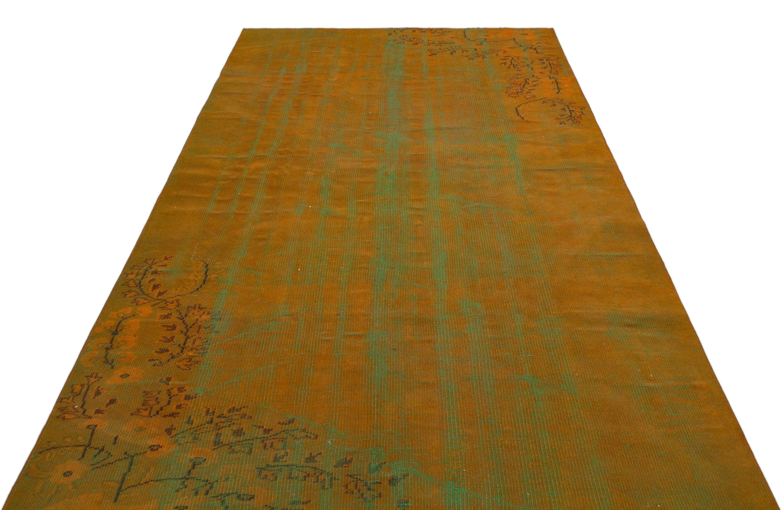 Retro Design Mustard Over Dyed Vintage Rug 5'9'' x 8'8'' ft 175 x 263 cm