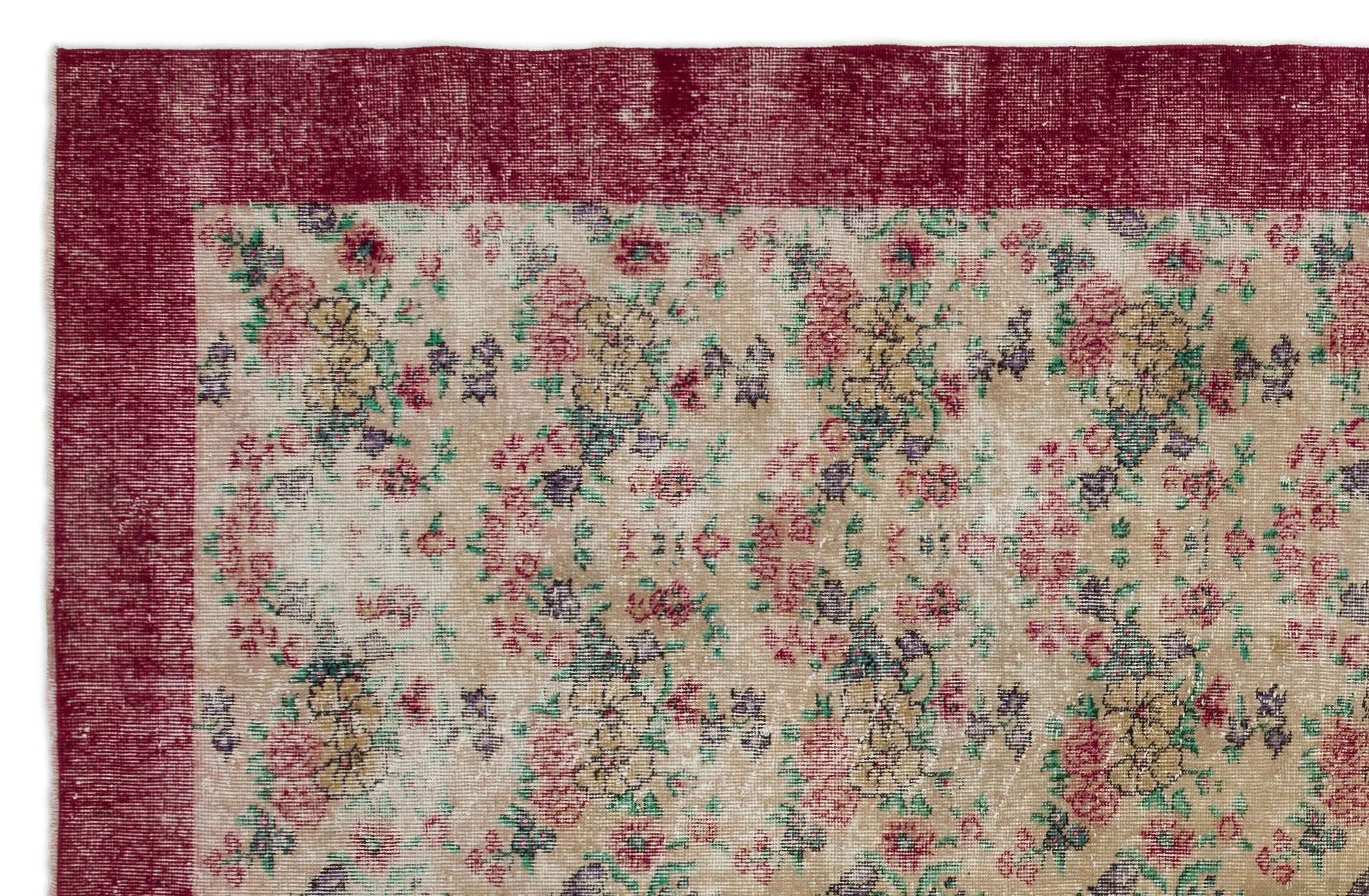 Retro Design Natural Red Floral Vintage Rug 6'3'' x 9'9'' ft 190 x 297 cm