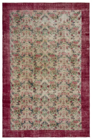 Retro Design Natural Red Floral Vintage Rug 6'3'' x 9'9'' ft 190 x 297 cm