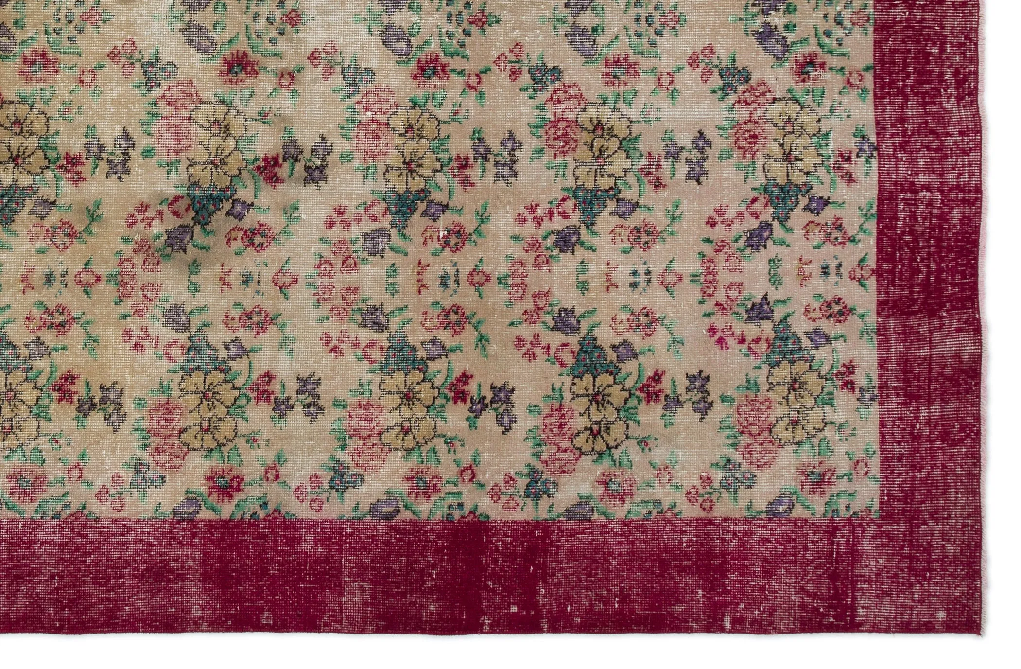 Retro Design Natural Red Floral Vintage Rug 6'3'' x 9'9'' ft 190 x 297 cm