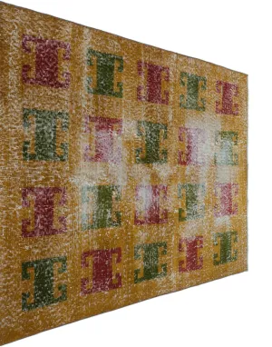 Retro Design Naturel Over Dyed Vintage Rug 3'5'' x 5'2'' ft 105 x 157 cm