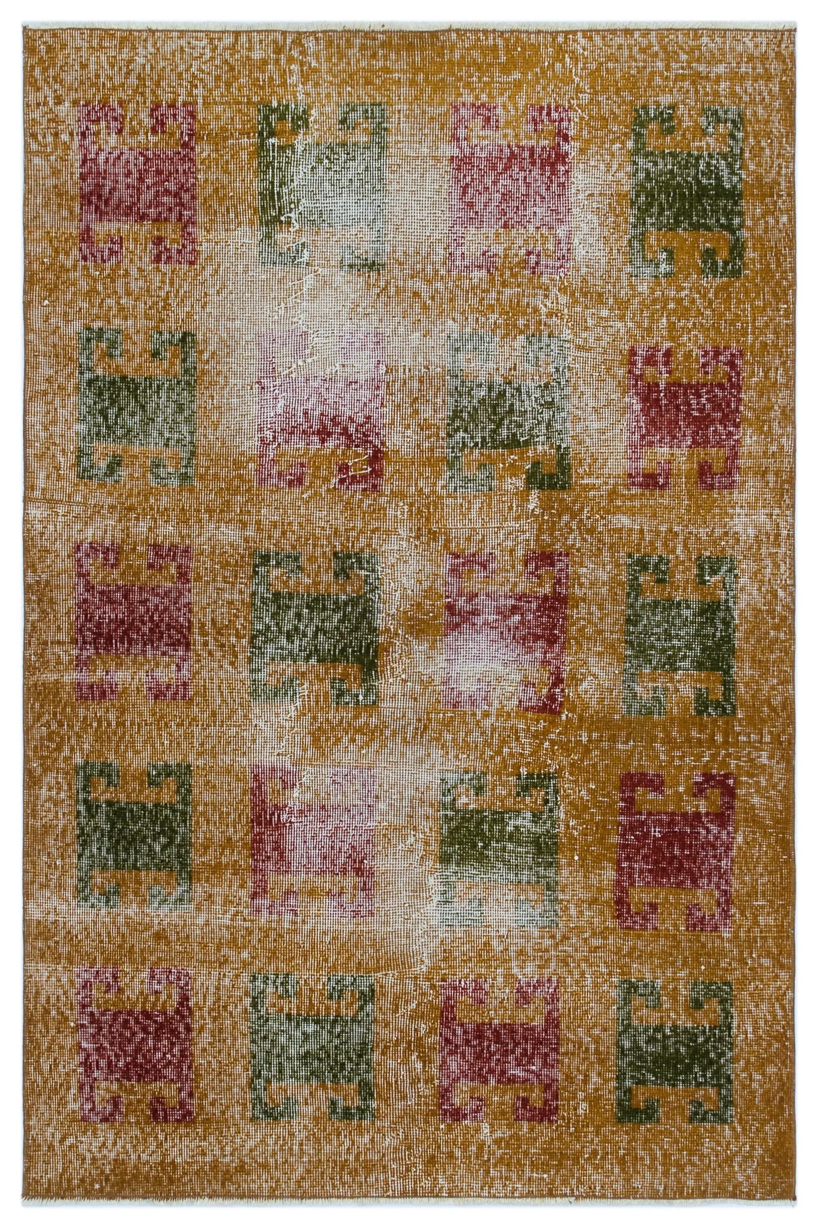 Retro Design Naturel Over Dyed Vintage Rug 3'5'' x 5'2'' ft 105 x 157 cm