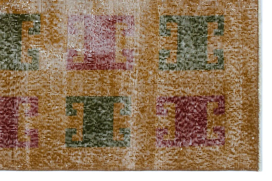 Retro Design Naturel Over Dyed Vintage Rug 3'5'' x 5'2'' ft 105 x 157 cm