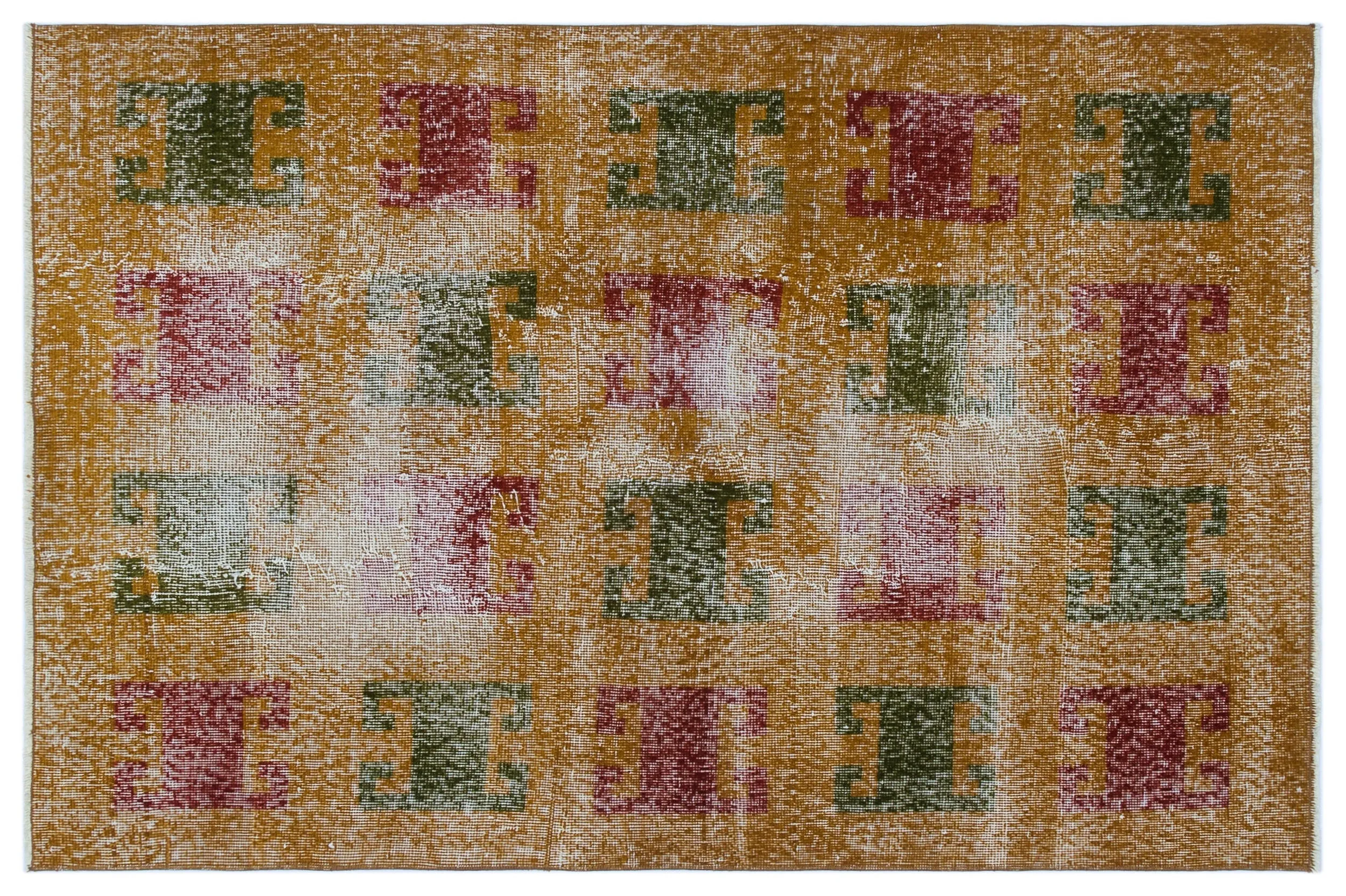 Retro Design Naturel Over Dyed Vintage Rug 3'5'' x 5'2'' ft 105 x 157 cm