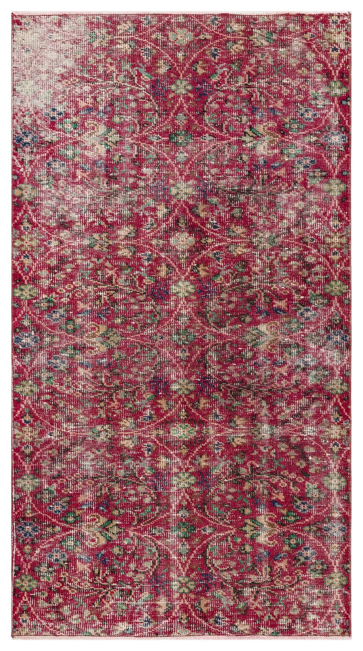 Retro Design Naturel Over Dyed Vintage Rug 3'7'' x 6'6'' ft 110 x 198 cm