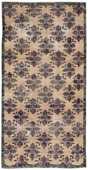 Retro Design Naturel Over Dyed Vintage Rug 4'0'' x 7'10'' ft 122 x 238 cm
