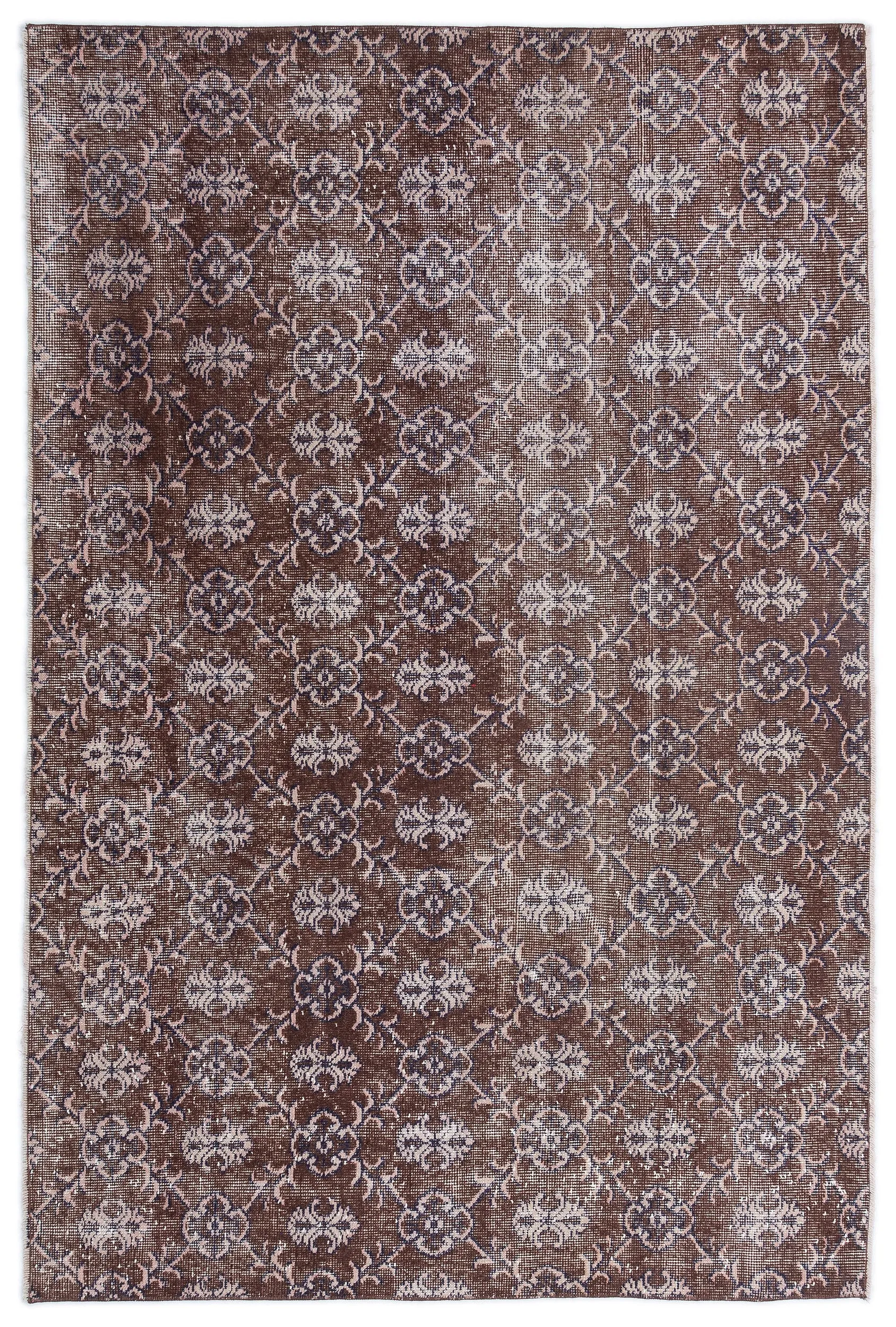 Retro Design Naturel Over Dyed Vintage Rug 4'11'' x 7'3'' ft 151 x 221 cm