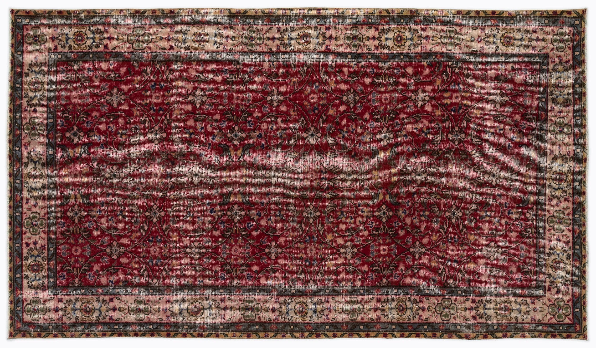Retro Design Naturel Over Dyed Vintage Rug 4'11'' x 8'8'' ft 150 x 263 cm