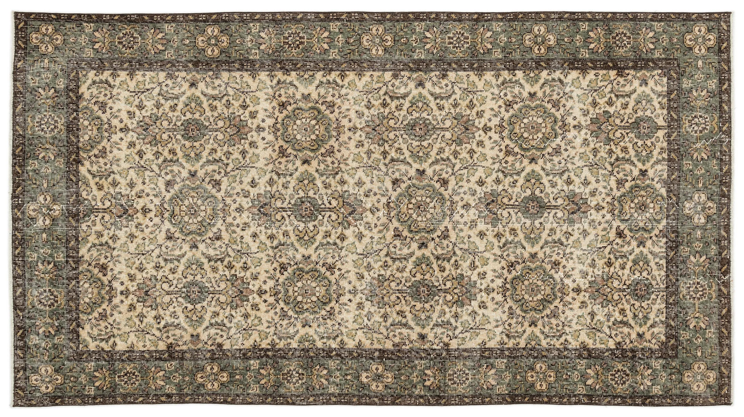 Retro Design Naturel Over Dyed Vintage Rug 4'4'' x 7'11'' ft 132 x 242 cm