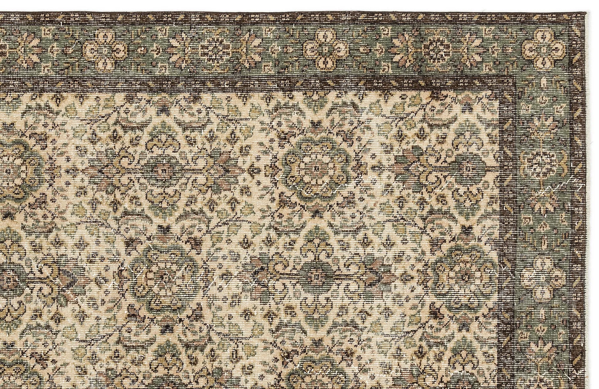 Retro Design Naturel Over Dyed Vintage Rug 4'4'' x 7'11'' ft 132 x 242 cm