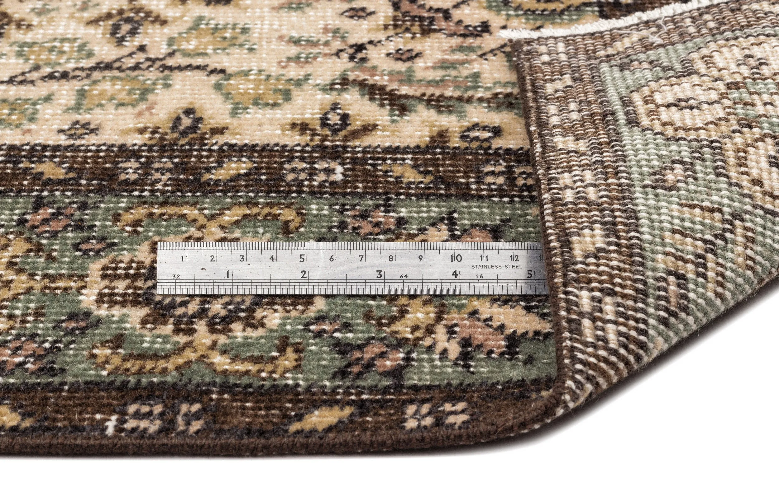 Retro Design Naturel Over Dyed Vintage Rug 4'4'' x 7'11'' ft 132 x 242 cm