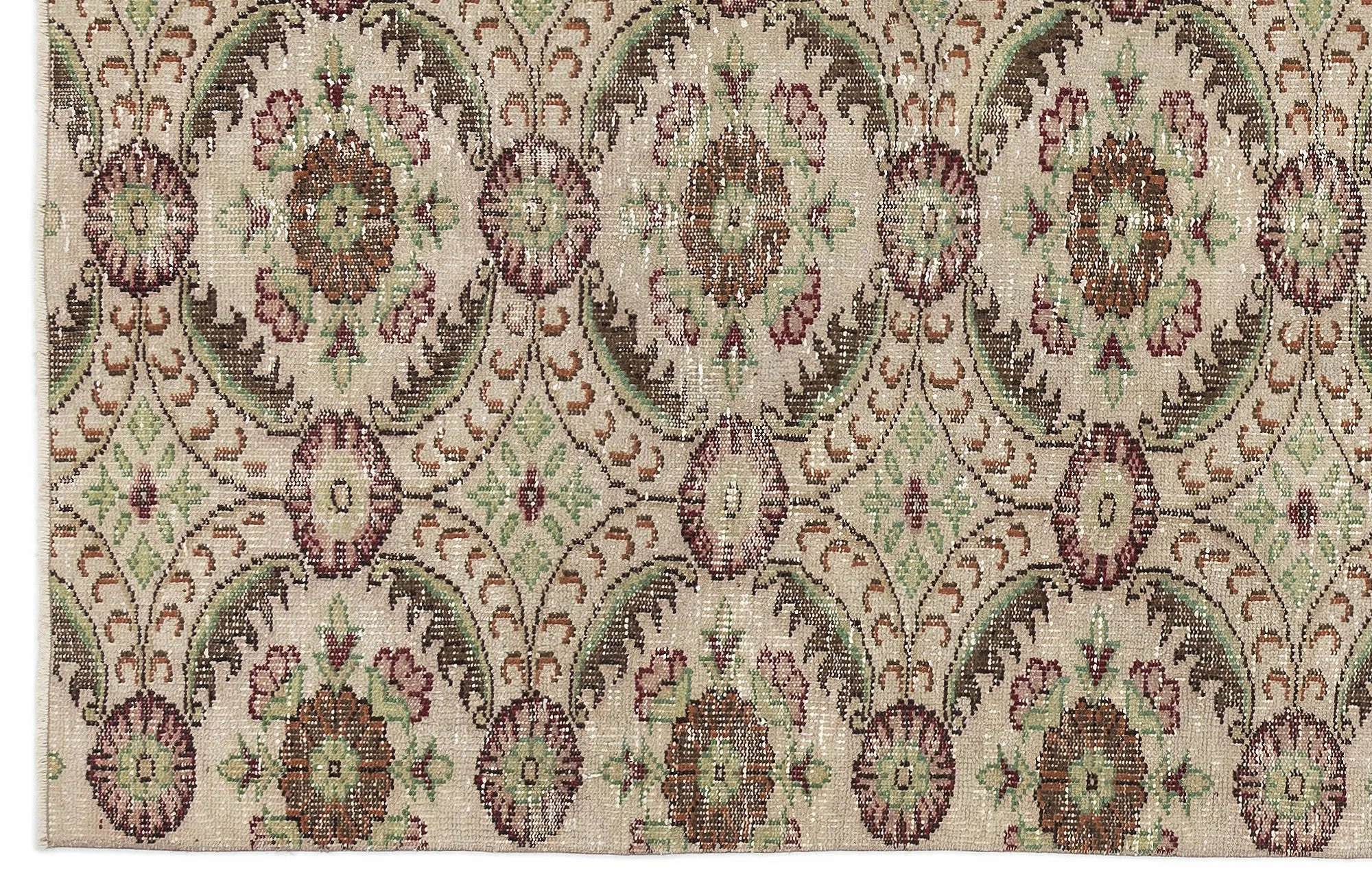 Retro Design Naturel Over Dyed Vintage Rug 4'6'' x 8'3'' ft 136 x 252 cm