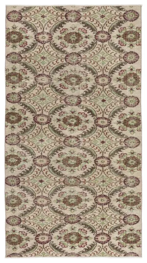 Retro Design Naturel Over Dyed Vintage Rug 4'6'' x 8'3'' ft 136 x 252 cm
