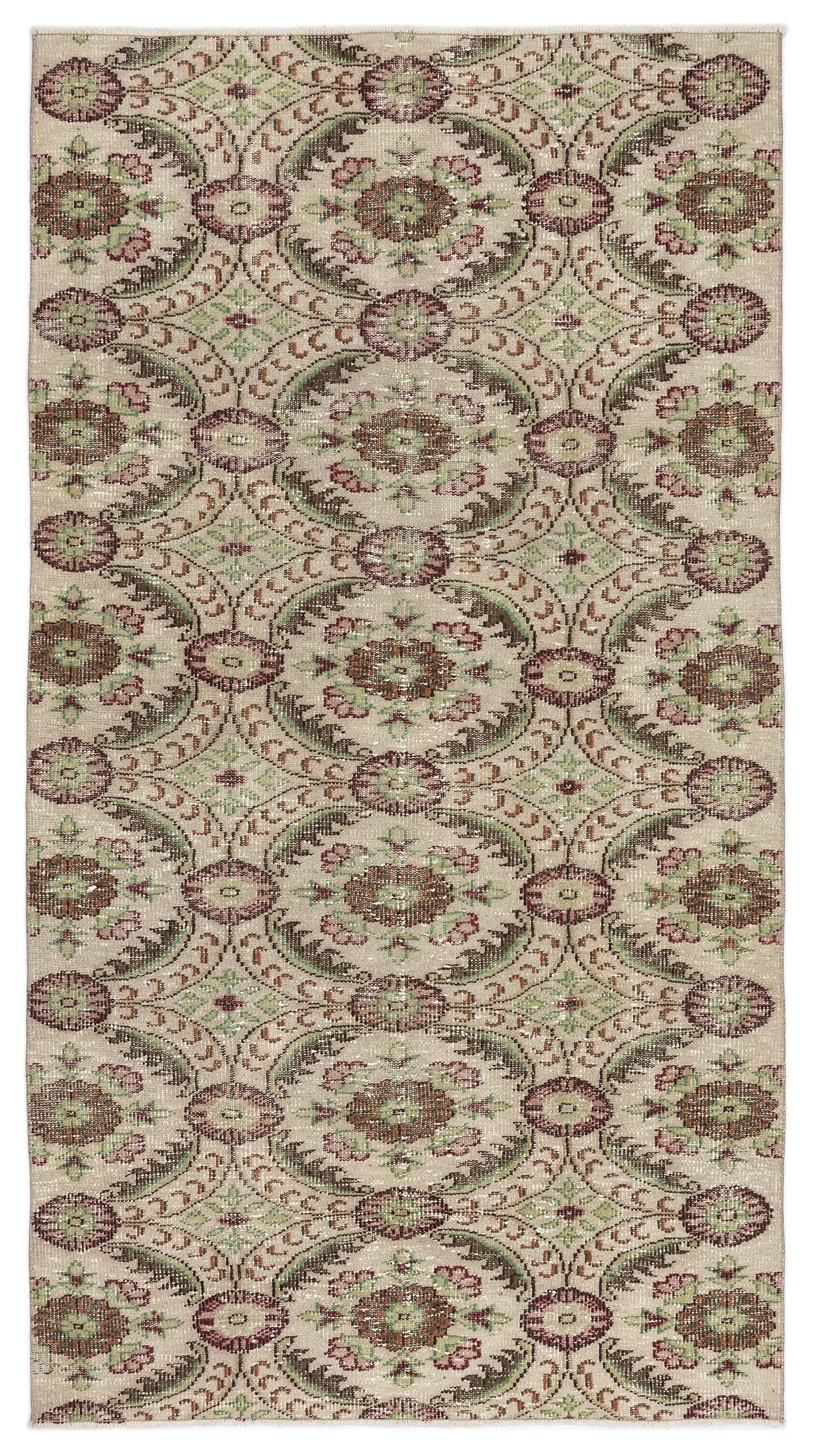 Retro Design Naturel Over Dyed Vintage Rug 4'6'' x 8'3'' ft 136 x 252 cm