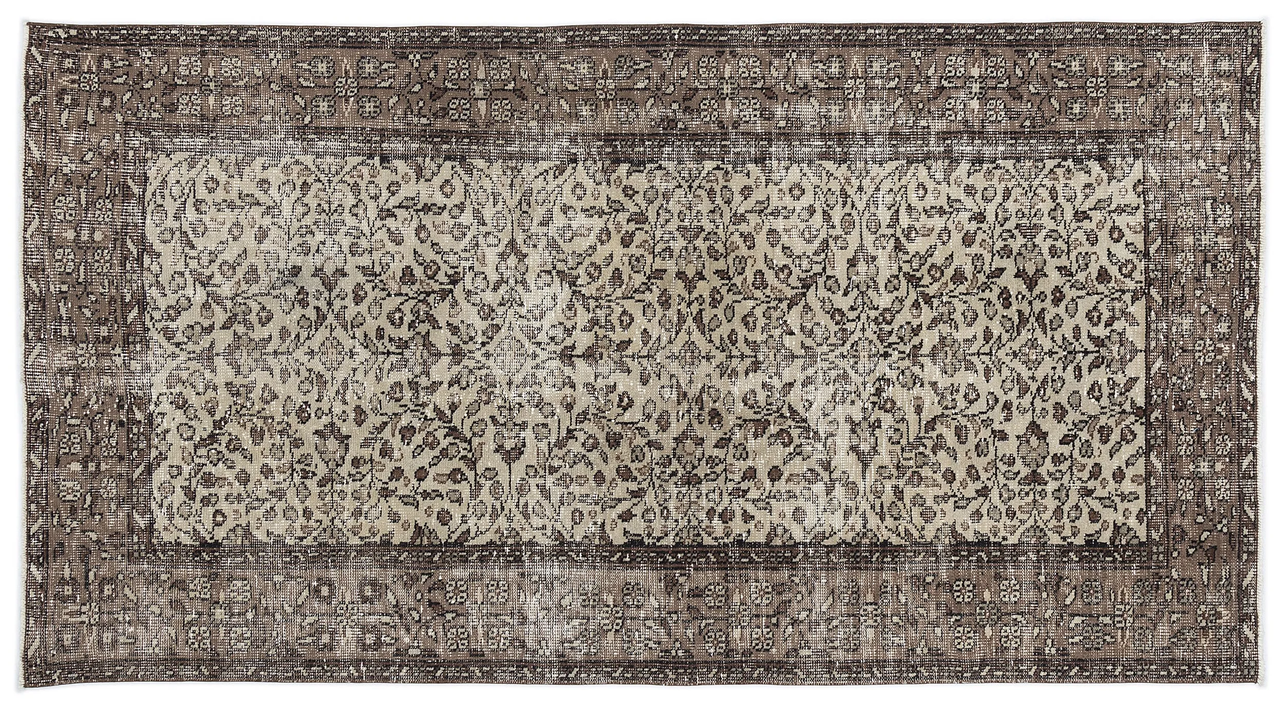 Retro Design Naturel Over Dyed Vintage Rug 4'6'' x 8'6'' ft 137 x 260 cm