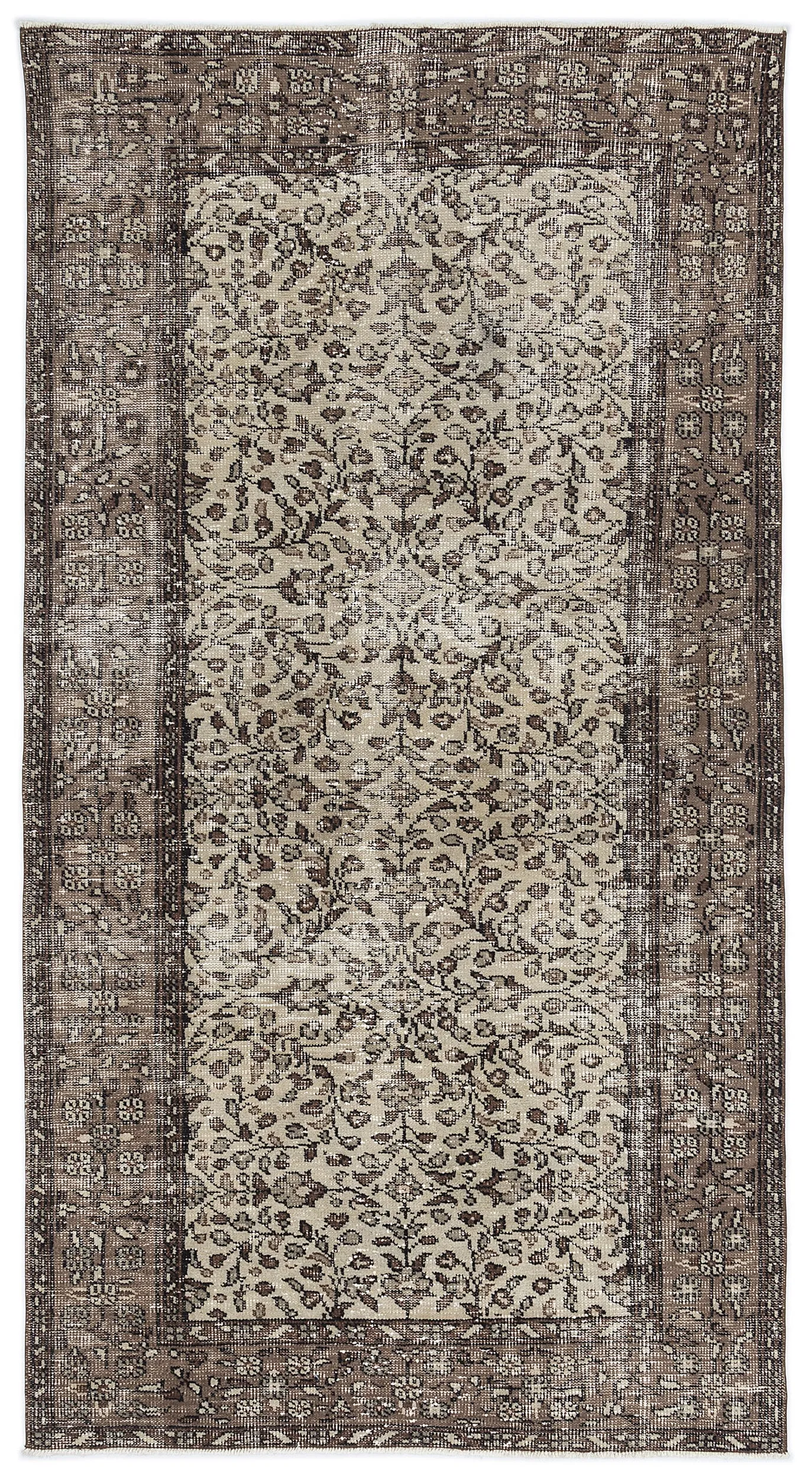 Retro Design Naturel Over Dyed Vintage Rug 4'6'' x 8'6'' ft 137 x 260 cm