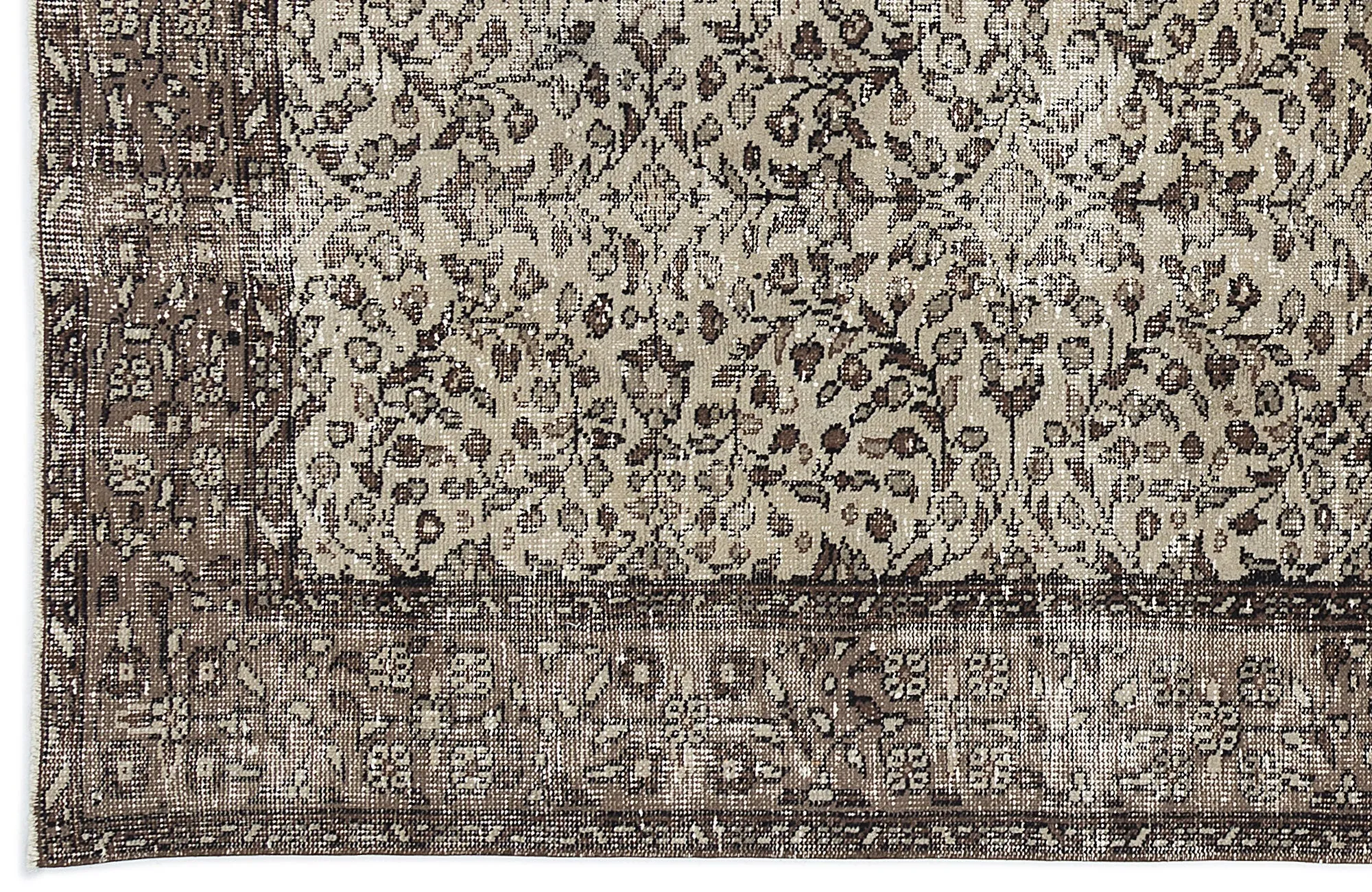 Retro Design Naturel Over Dyed Vintage Rug 4'6'' x 8'6'' ft 137 x 260 cm
