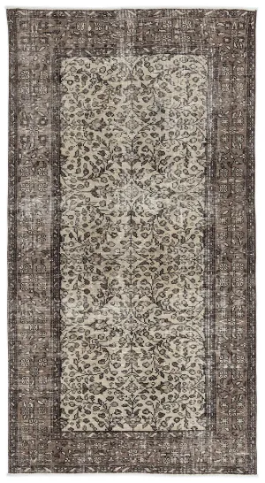 Retro Design Naturel Over Dyed Vintage Rug 4'6'' x 8'6'' ft 137 x 260 cm