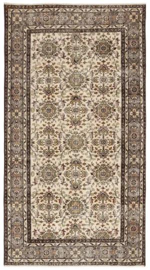 Retro Design Naturel Over Dyed Vintage Rug 4'8'' x 8'6'' ft 142 x 260 cm