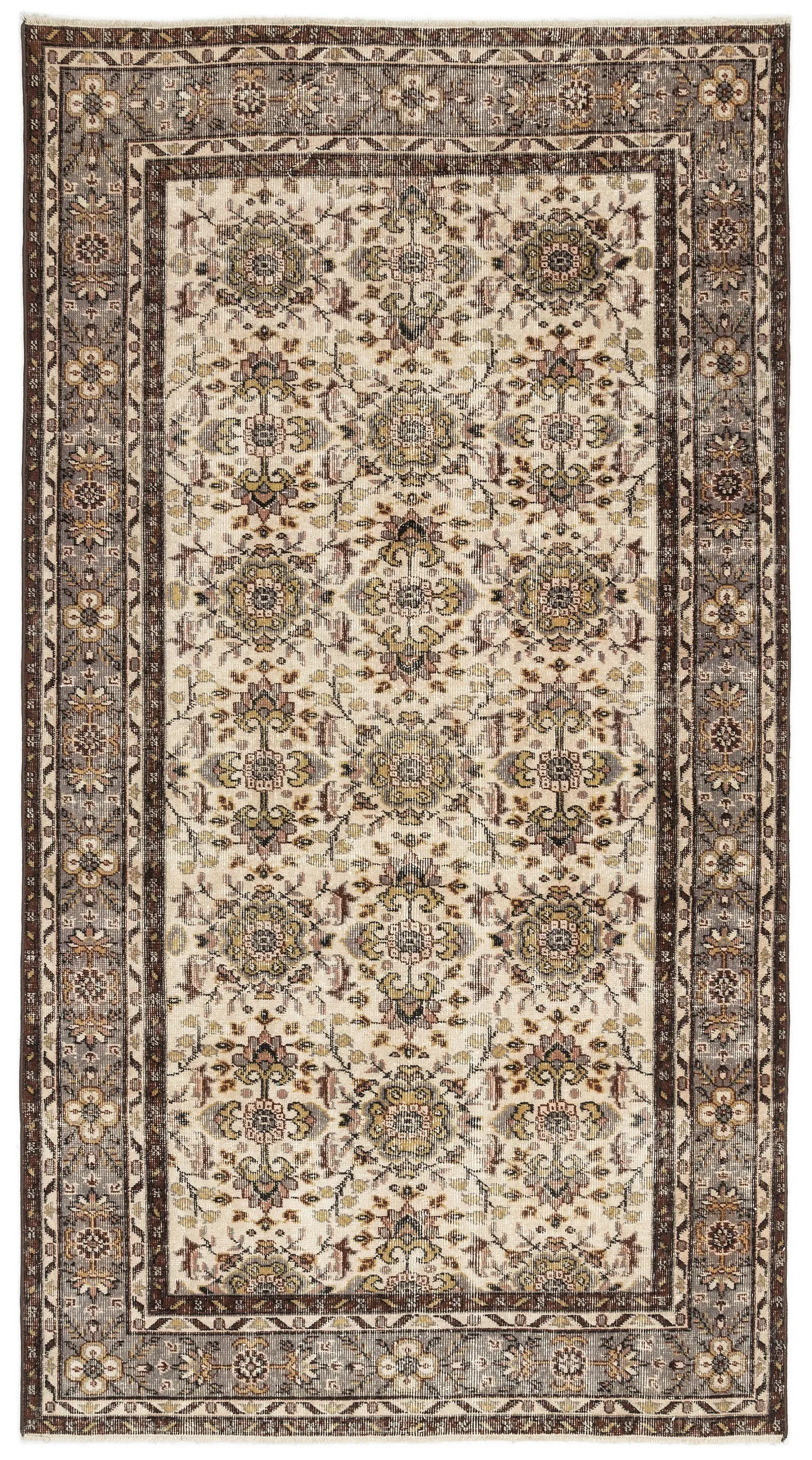 Retro Design Naturel Over Dyed Vintage Rug 4'8'' x 8'6'' ft 142 x 260 cm