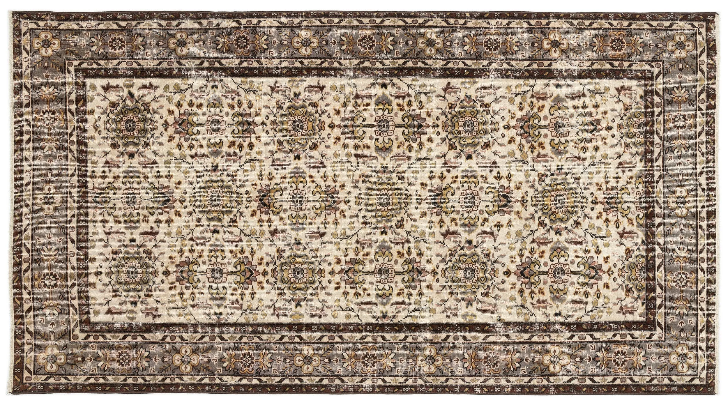 Retro Design Naturel Over Dyed Vintage Rug 4'8'' x 8'6'' ft 142 x 260 cm