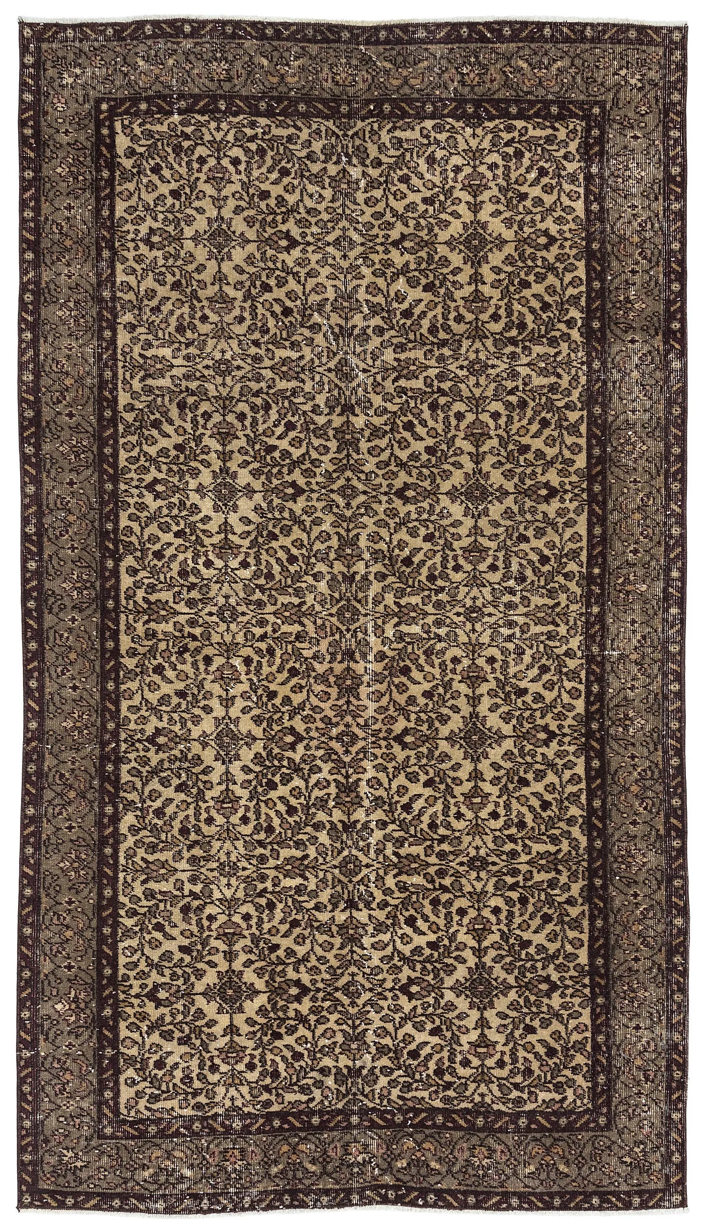 Retro Design Naturel Over Dyed Vintage Rug 4'9'' x 8'4'' ft 146 x 253 cm