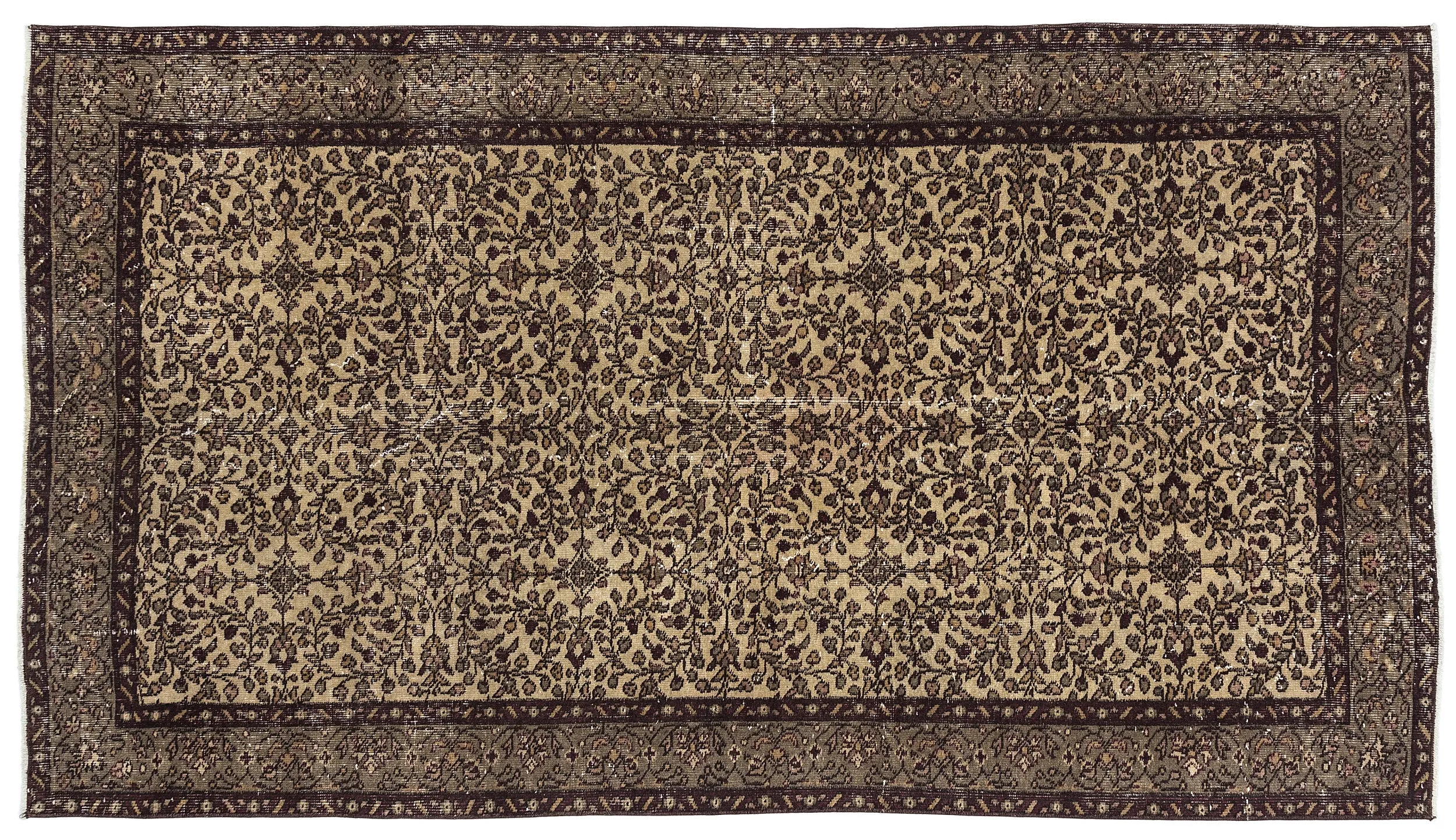 Retro Design Naturel Over Dyed Vintage Rug 4'9'' x 8'4'' ft 146 x 253 cm