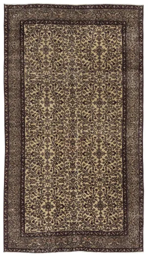 Retro Design Naturel Over Dyed Vintage Rug 4'9'' x 8'4'' ft 146 x 253 cm