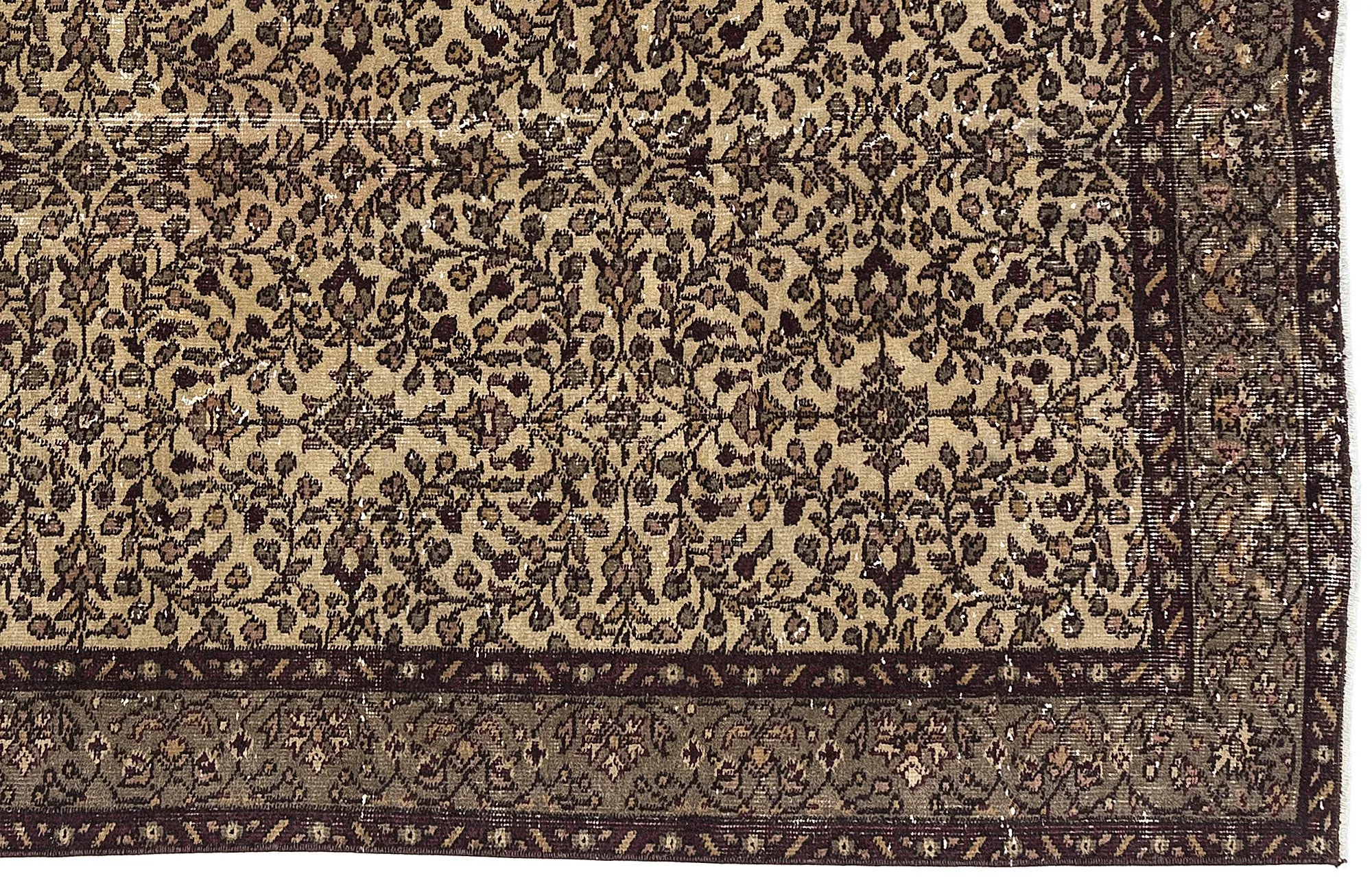 Retro Design Naturel Over Dyed Vintage Rug 4'9'' x 8'4'' ft 146 x 253 cm