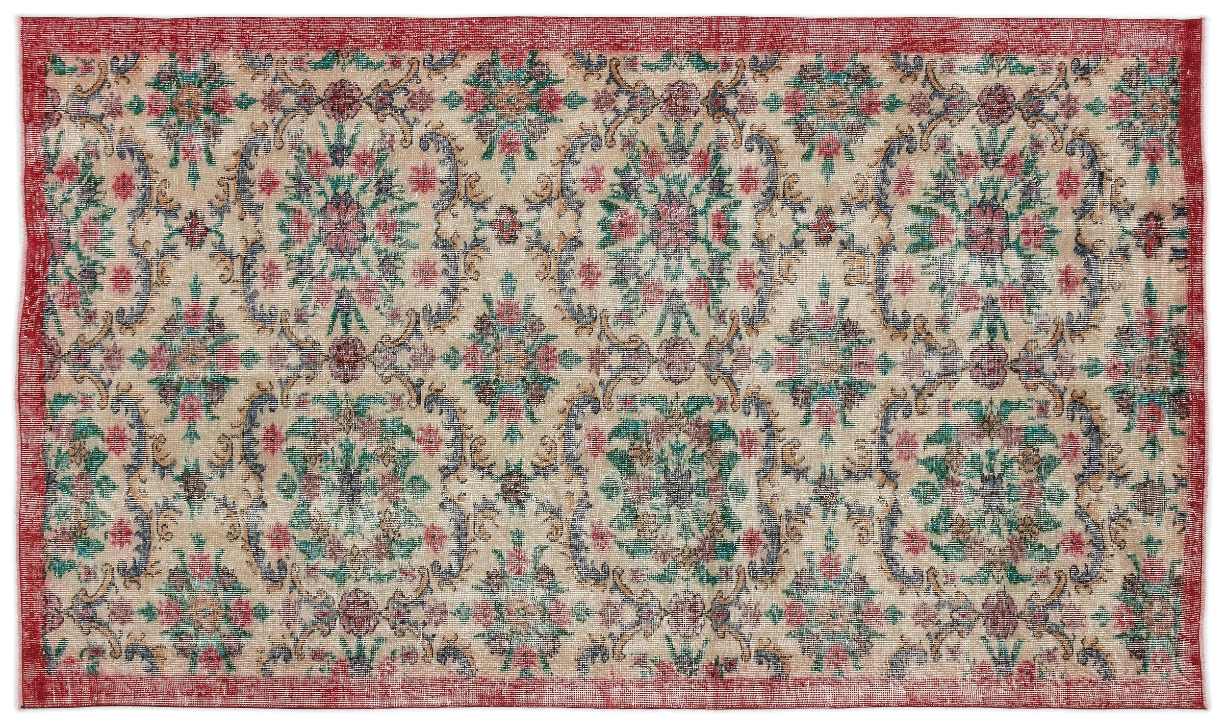 Retro Design Naturel Over Dyed Vintage Rug 5'1'' x 8'11'' ft 155 x 271 cm