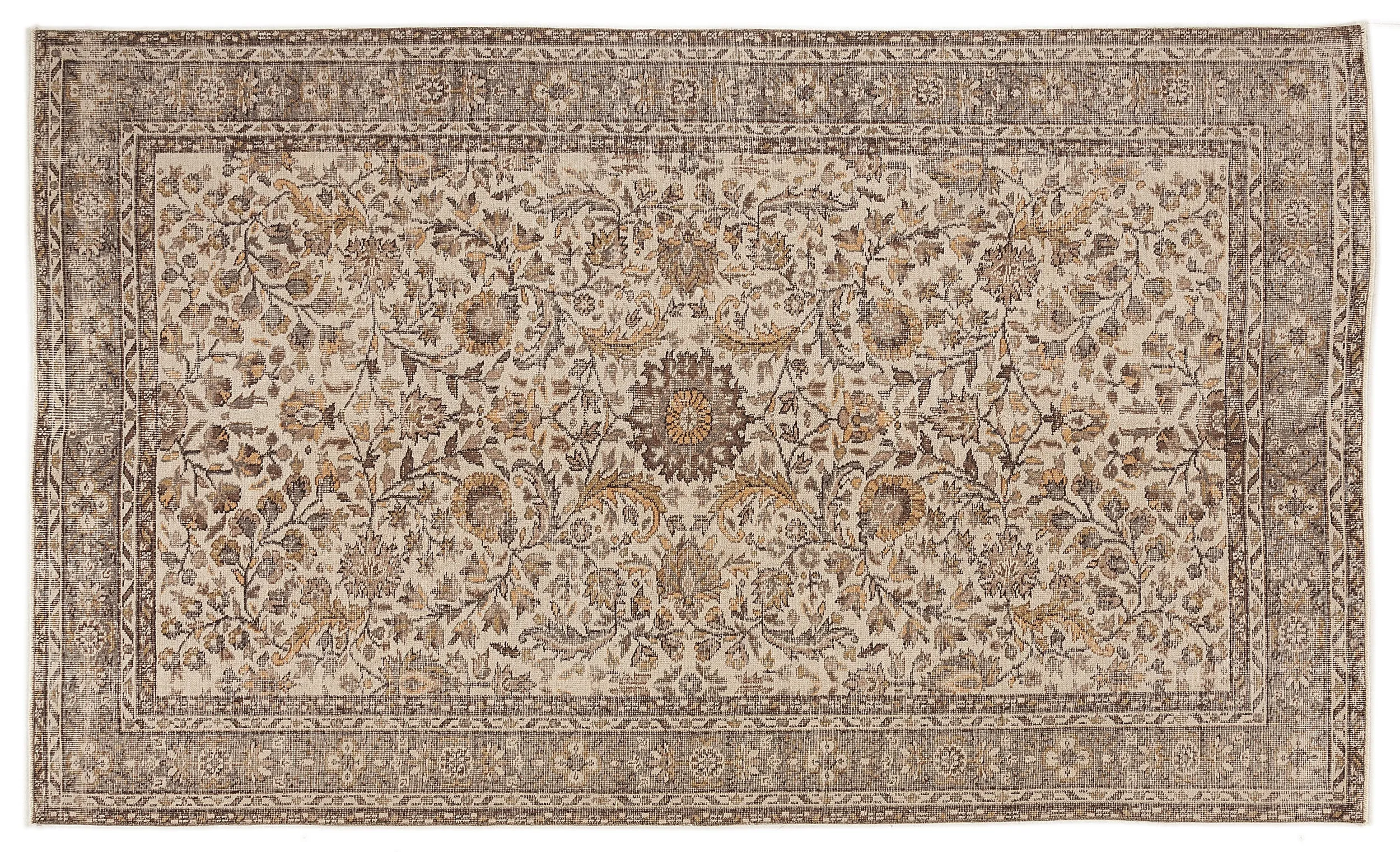 Retro Design Naturel Over Dyed Vintage Rug 5'10'' x 9'10'' ft 178 x 300 cm