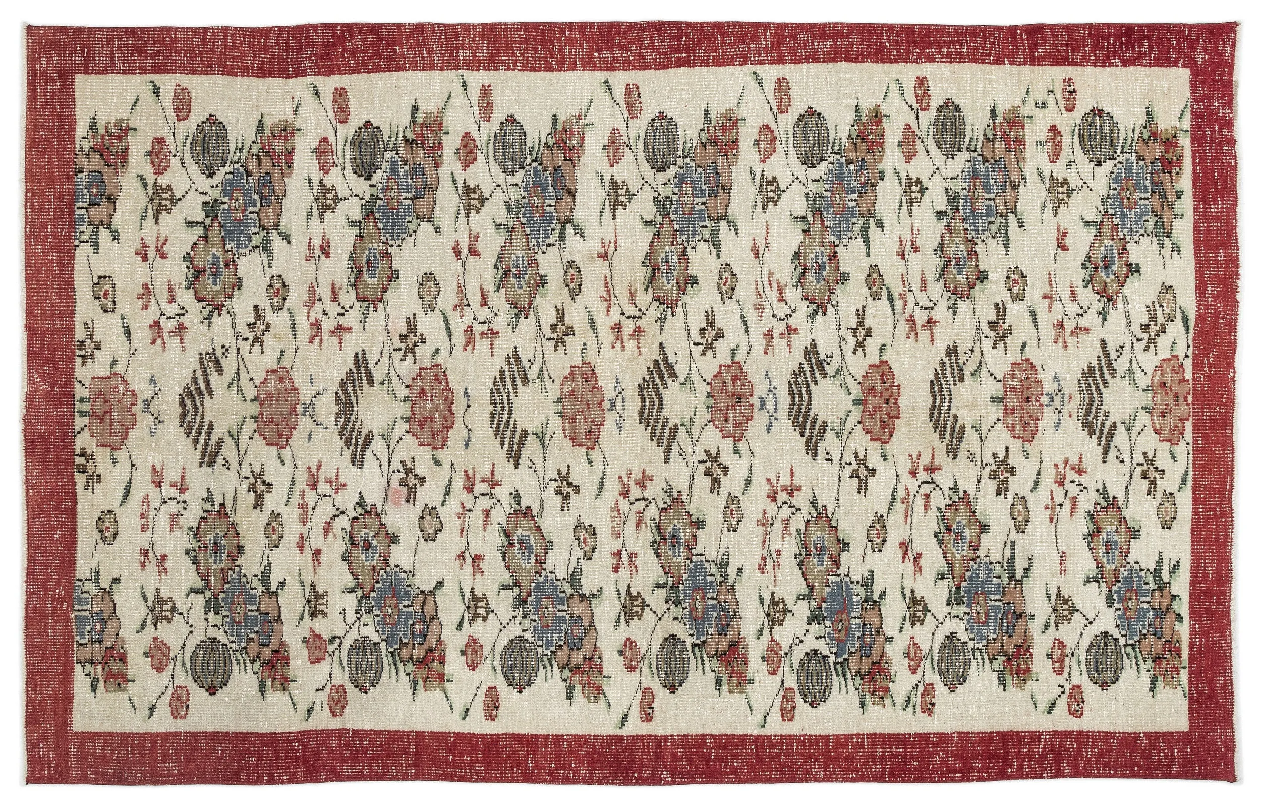 Retro Design Naturel Over Dyed Vintage Rug 5'10'' x 9'3'' ft 177 x 283 cm